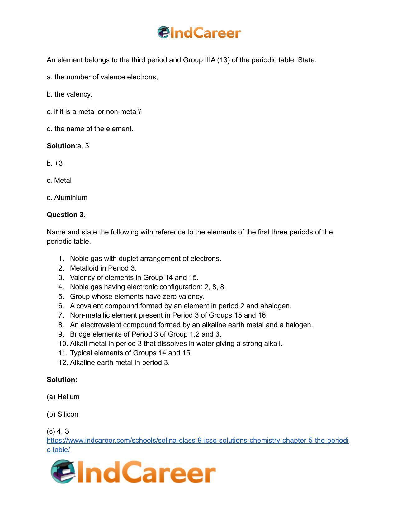 Selina Class 9 ICSE Solutions Chemistry : Chapter 5- The Periodic Table - Page 17