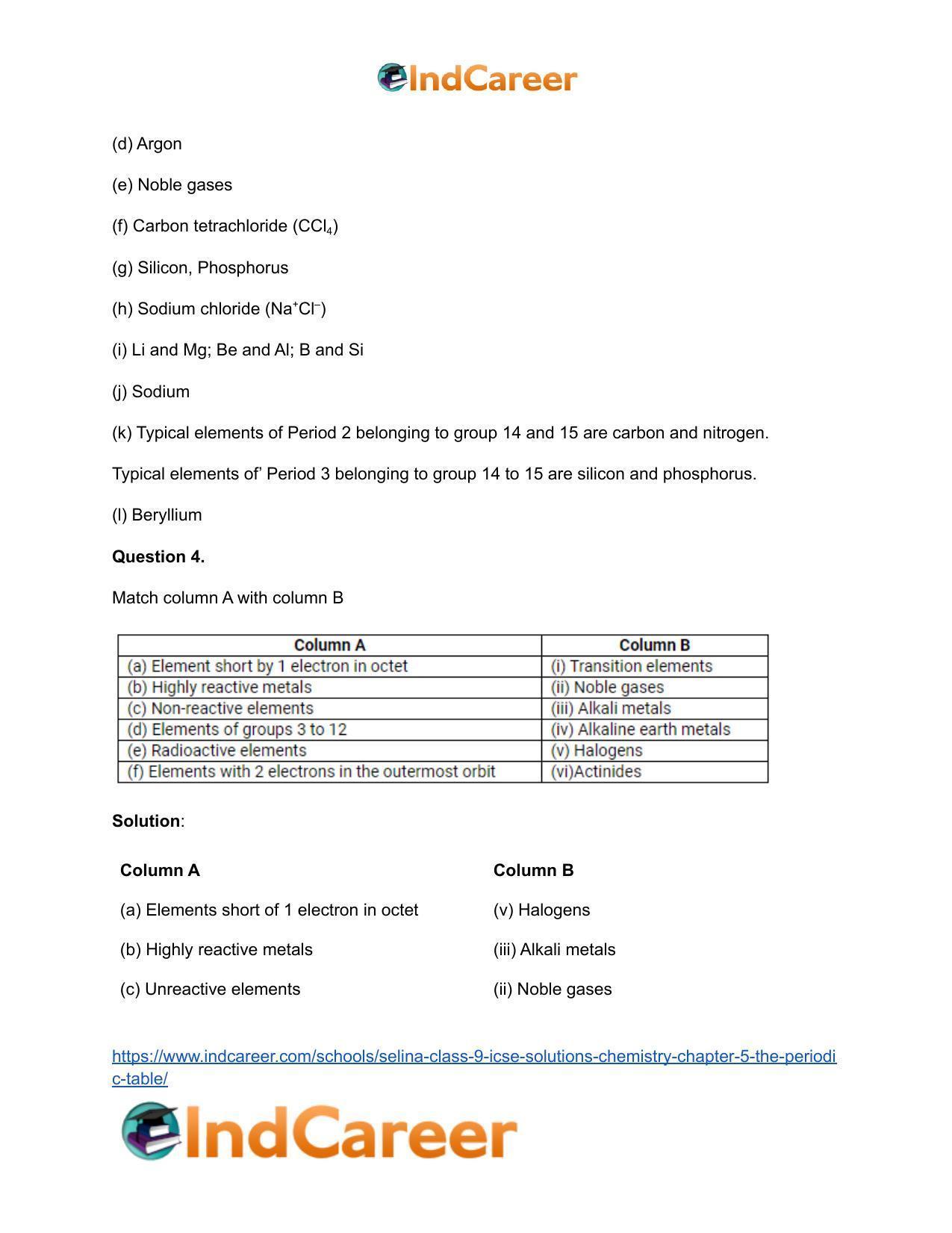 Selina Class 9 ICSE Solutions Chemistry : Chapter 5- The Periodic Table - Page 18