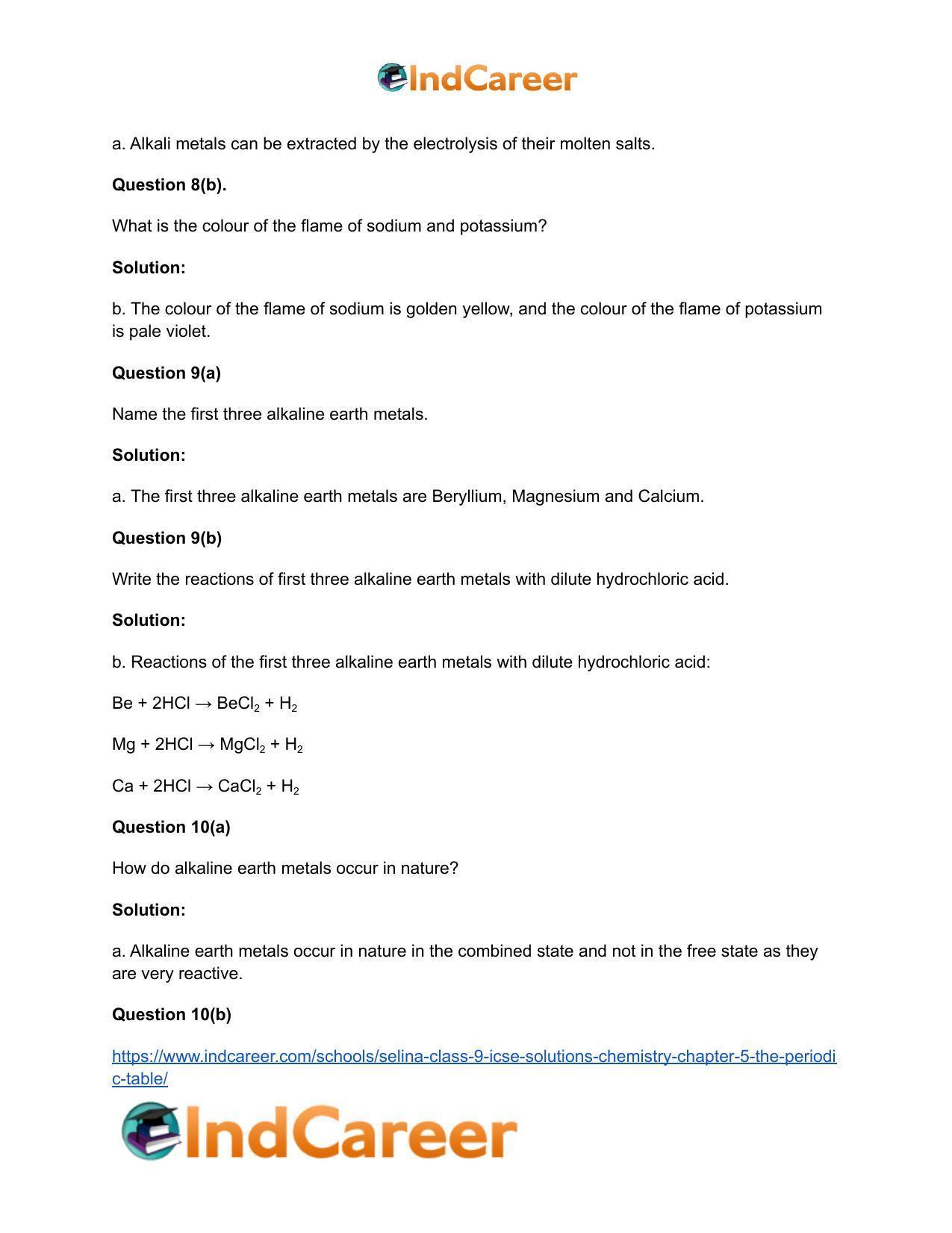 Selina Class 9 ICSE Solutions Chemistry : Chapter 5- The Periodic Table - Page 21
