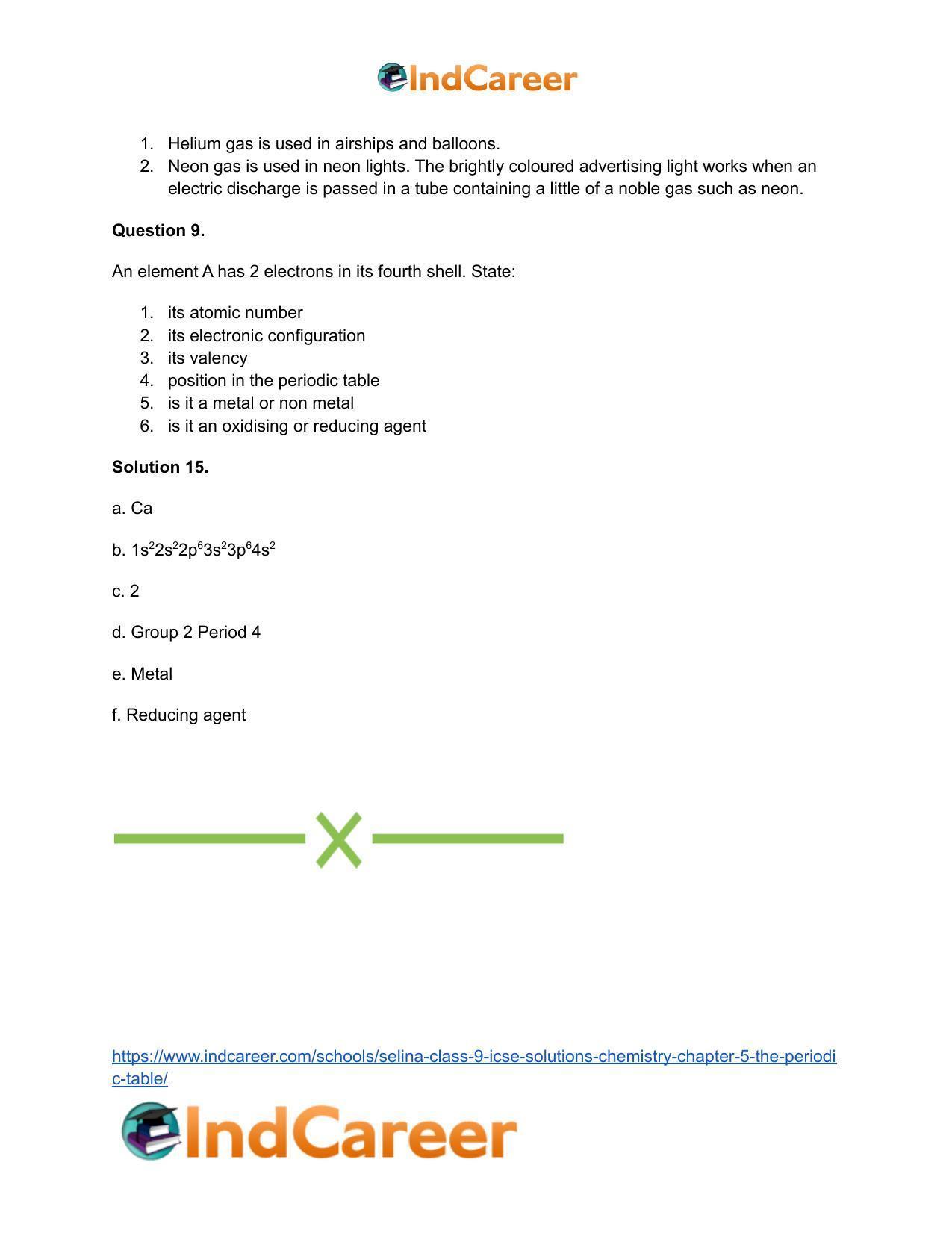 Selina Class 9 ICSE Solutions Chemistry : Chapter 5- The Periodic Table - Page 23