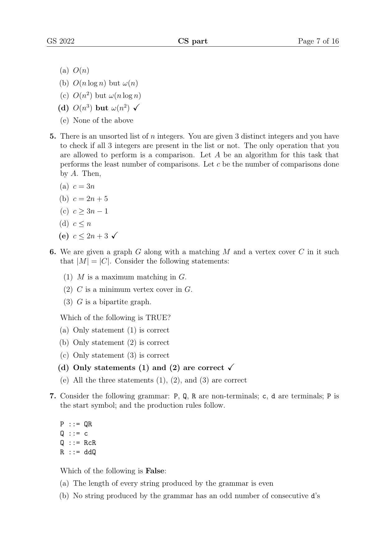 TIFR GS 2022 Computer & Systems Sciences Question Paper - Page 7