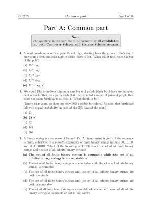 TIFR GS 2022 Computer & Systems Sciences Question Paper