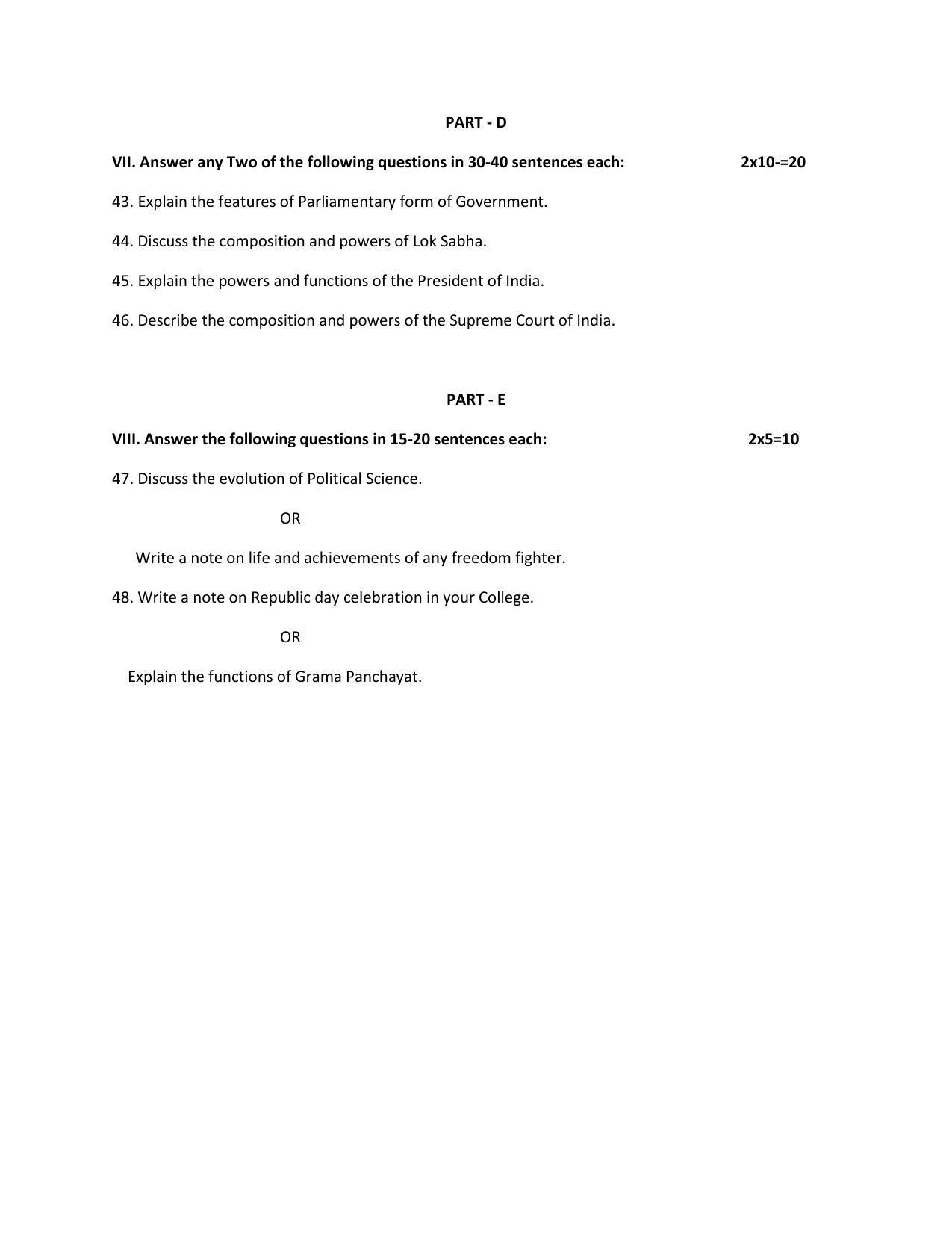 Karnataka 1st PUC POLITICAL SCIENCE Model Question Paper - Page 9