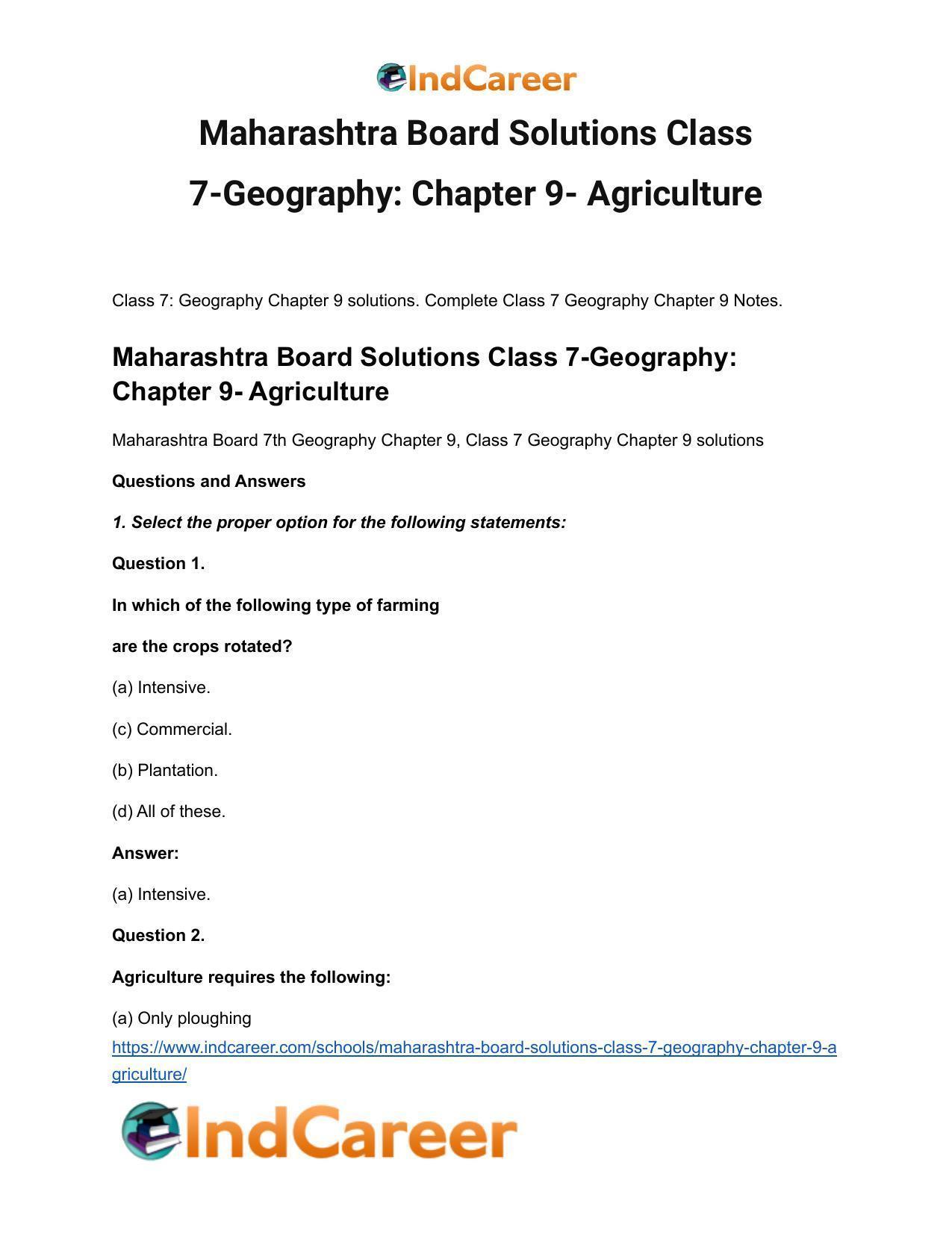 Maharashtra Board Solutions Class 7-Geography: Chapter 9- Agriculture - Page 2