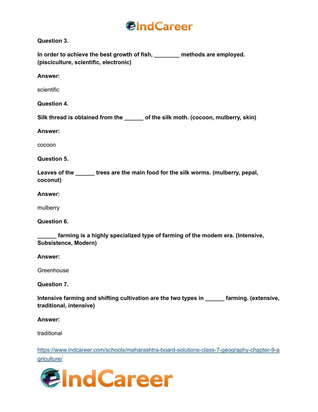 Maharashtra Board Solutions Class 7-Geography: Chapter 9- Agriculture - Page 17