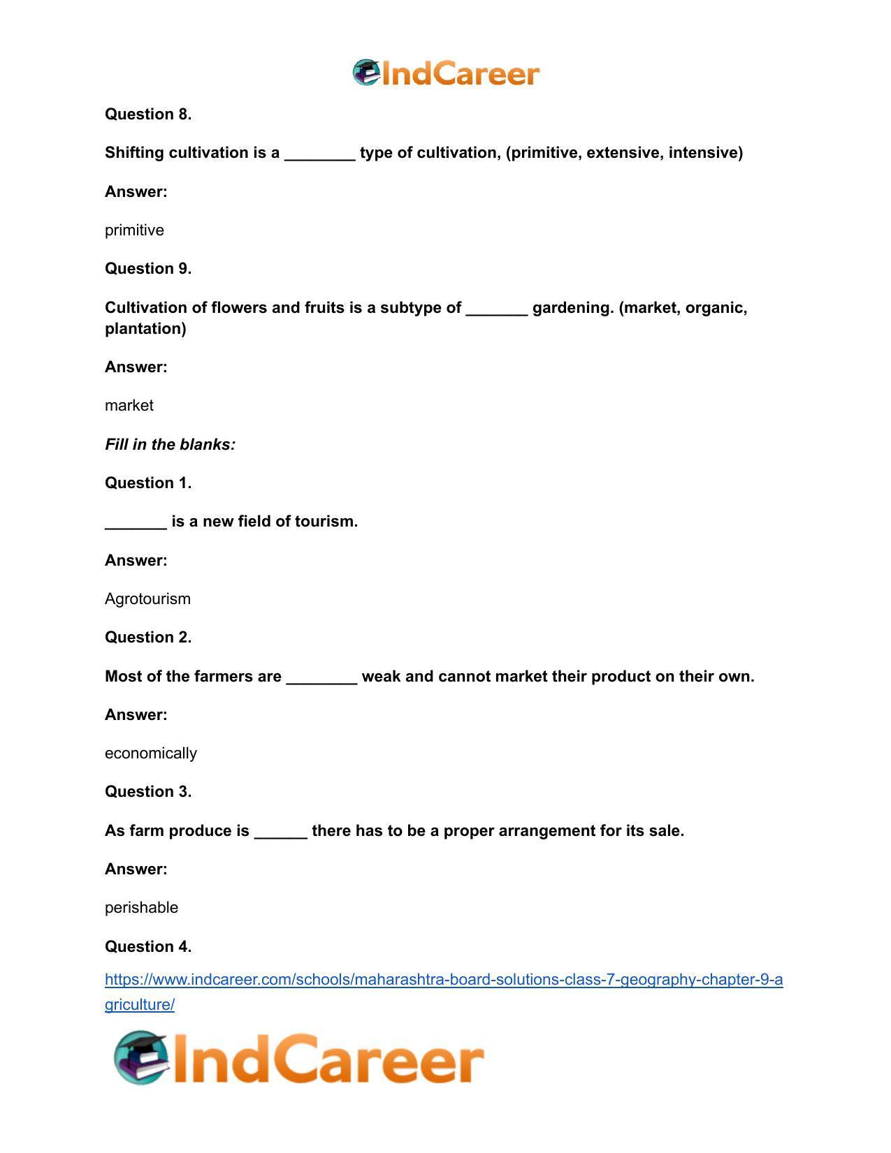 Maharashtra Board Solutions Class 7-Geography: Chapter 9- Agriculture - Page 18