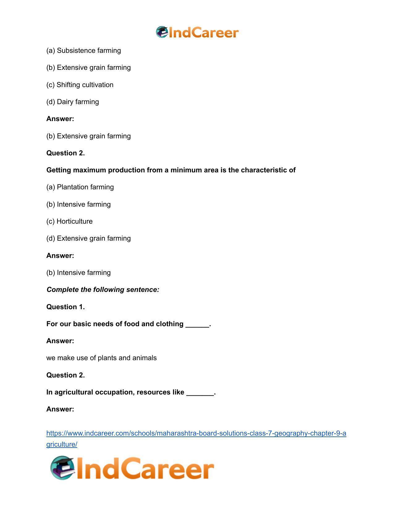Maharashtra Board Solutions Class 7-Geography: Chapter 9- Agriculture - Page 20
