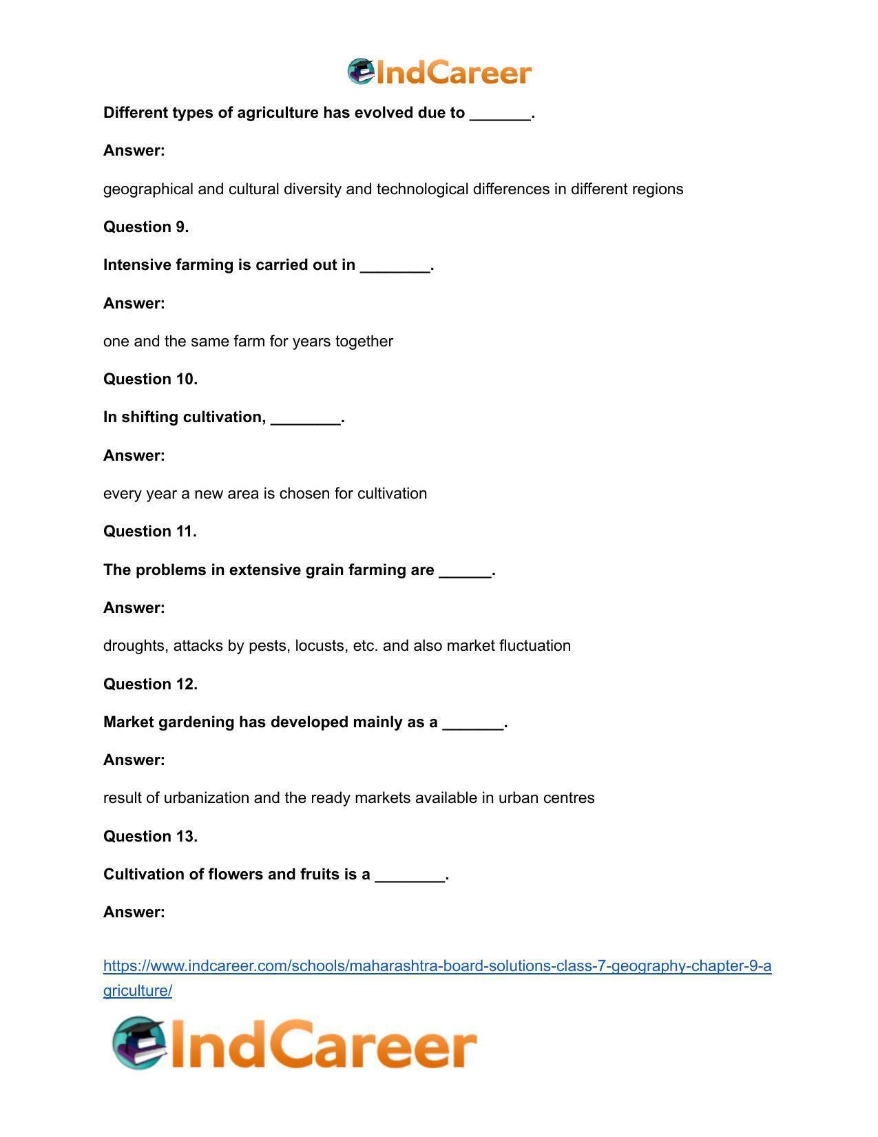 Maharashtra Board Solutions Class 7-Geography: Chapter 9- Agriculture - Page 22