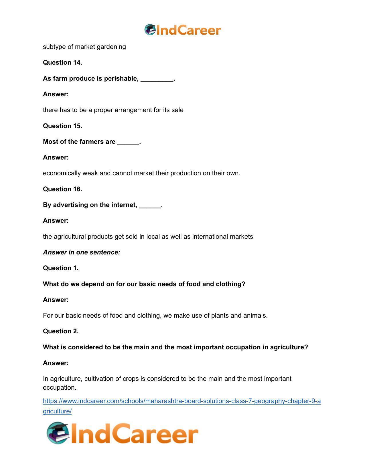 Maharashtra Board Solutions Class 7-Geography: Chapter 9- Agriculture - Page 23