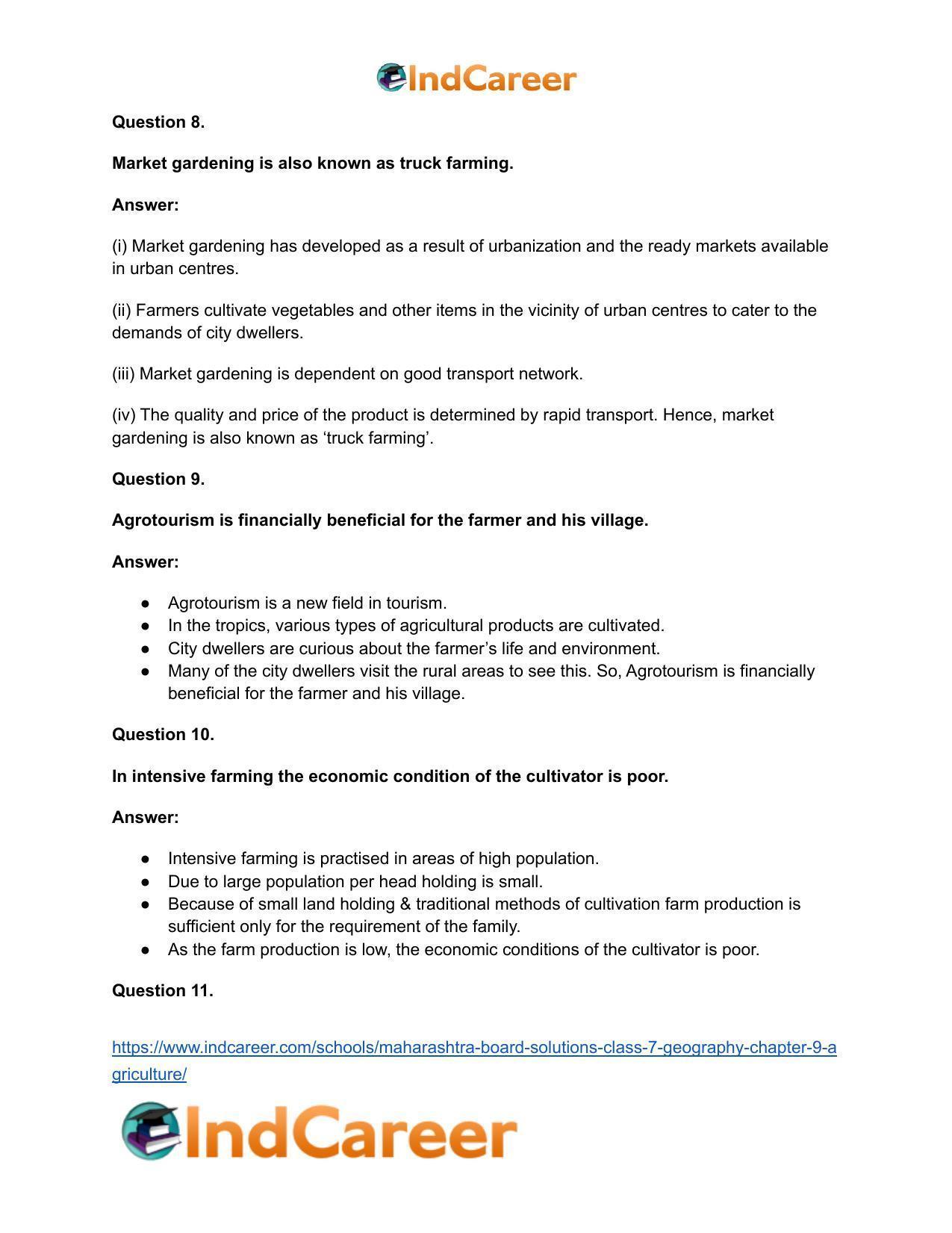 Maharashtra Board Solutions Class 7-Geography: Chapter 9- Agriculture - Page 30