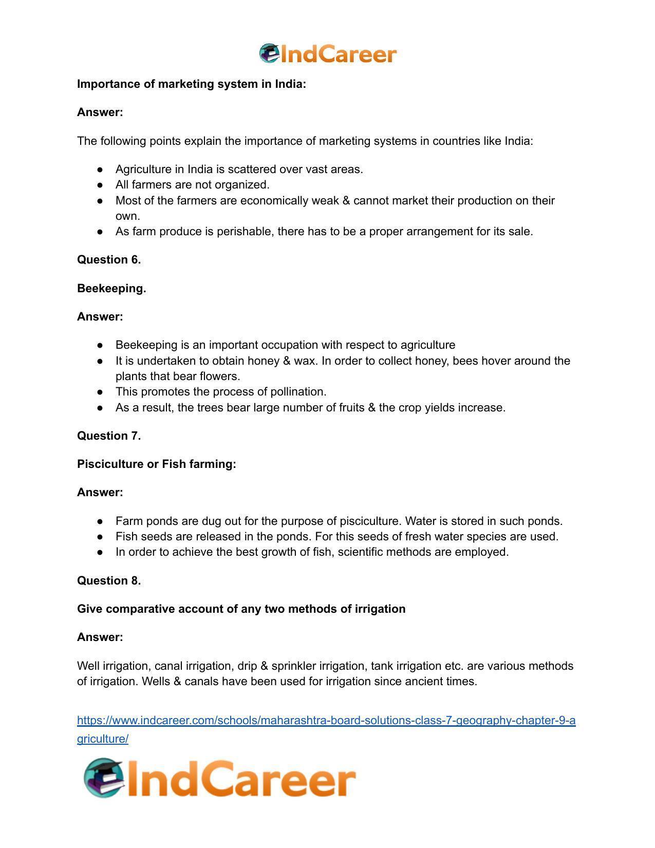Maharashtra Board Solutions Class 7-Geography: Chapter 9- Agriculture - Page 33