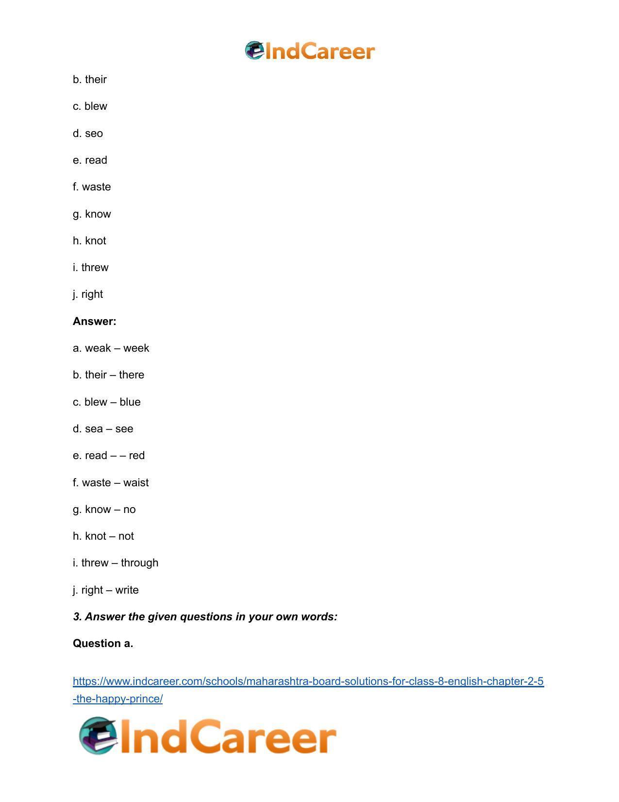 Maharashtra Board Solutions for Class 8- English: Chapter 2.5- The Happy Prince - Page 5