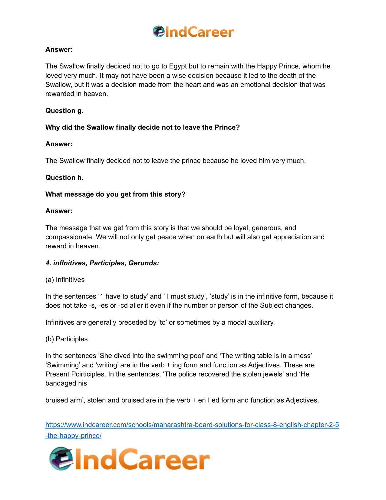 Maharashtra Board Solutions for Class 8- English: Chapter 2.5- The Happy Prince - Page 7