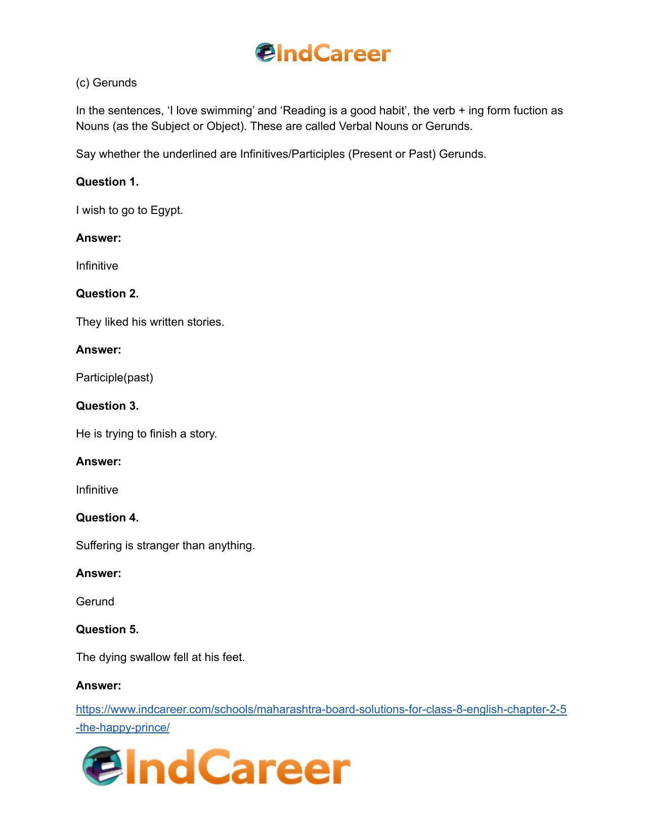 Maharashtra Board Solutions for Class 8- English: Chapter 2.5- The Happy Prince - Page 8
