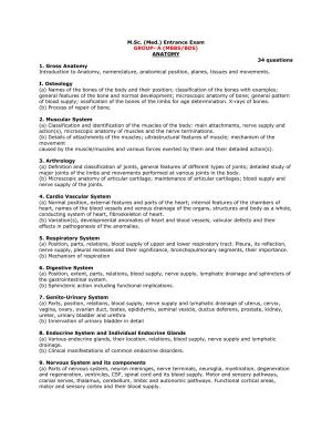 RUHS M.Sc Med Entrance Exam - Group A (MBBS/BDS) Syllabus