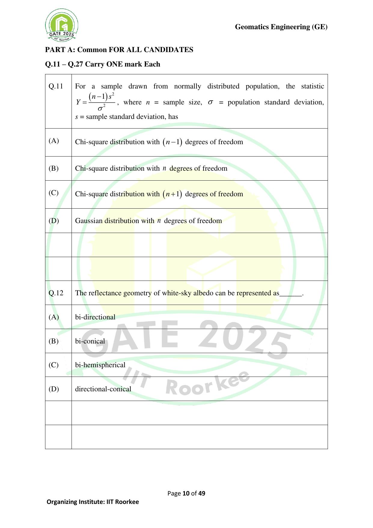 GATE 2025 Geomatics Engineering (GE) Question Paper - Page 10