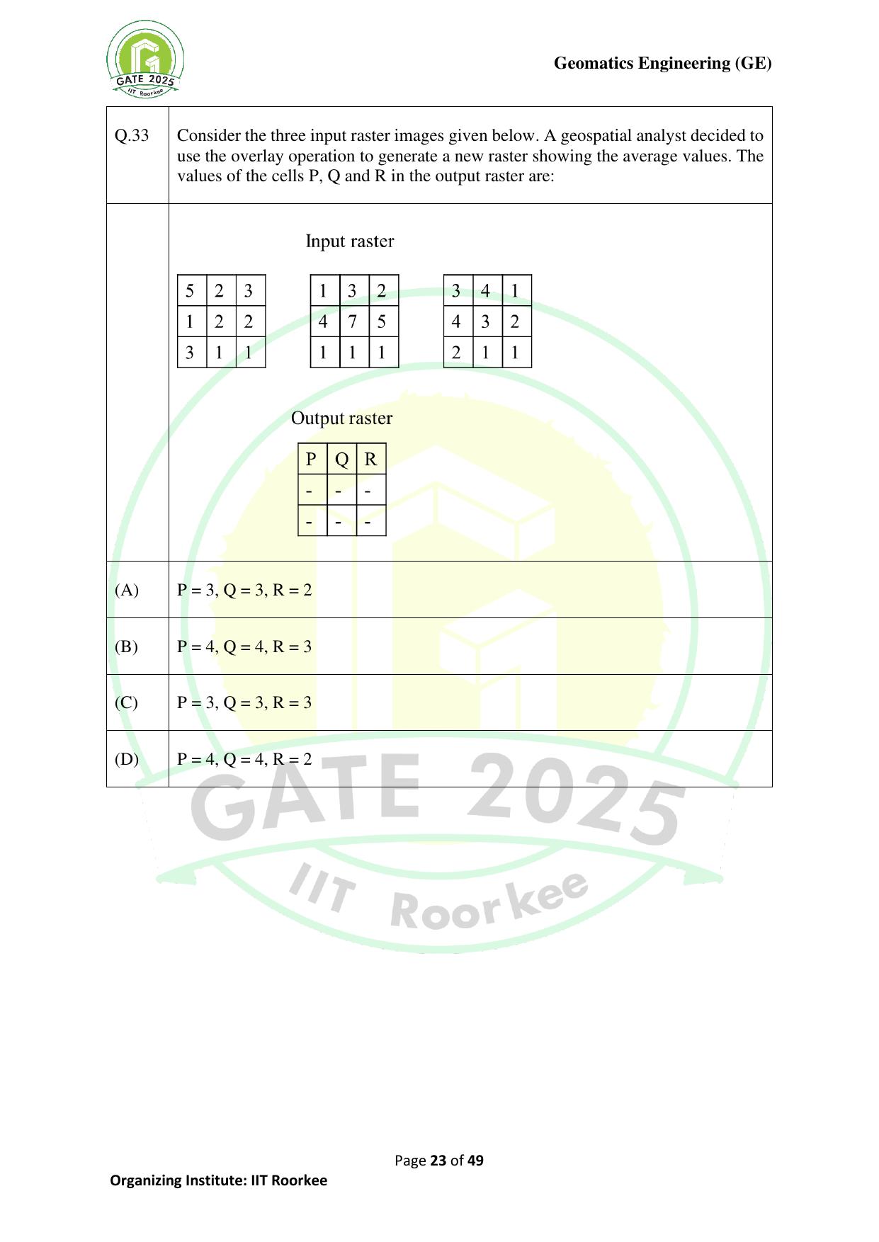 GATE 2025 Geomatics Engineering (GE) Question Paper - Page 23
