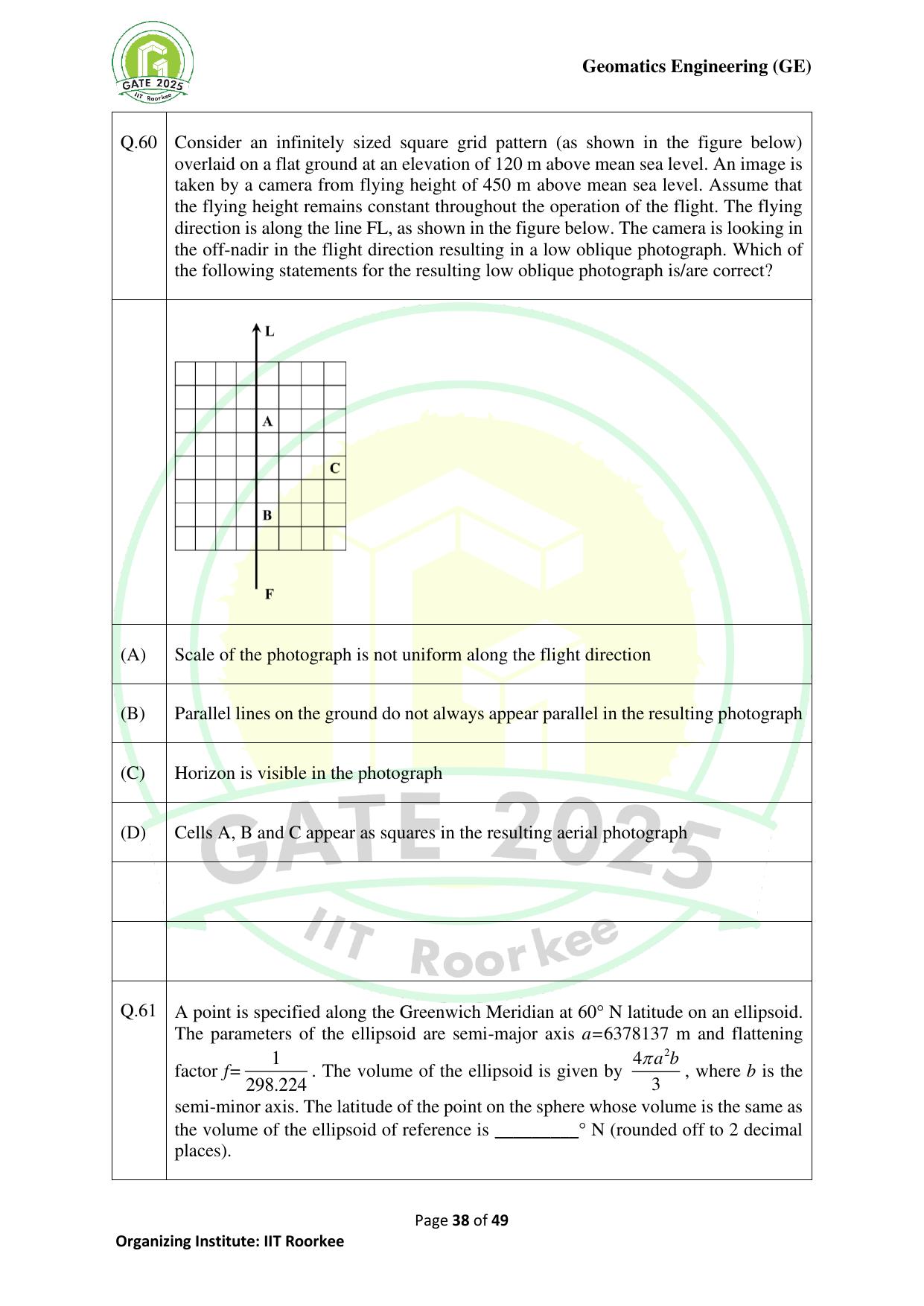 GATE 2025 Geomatics Engineering (GE) Question Paper - Page 38