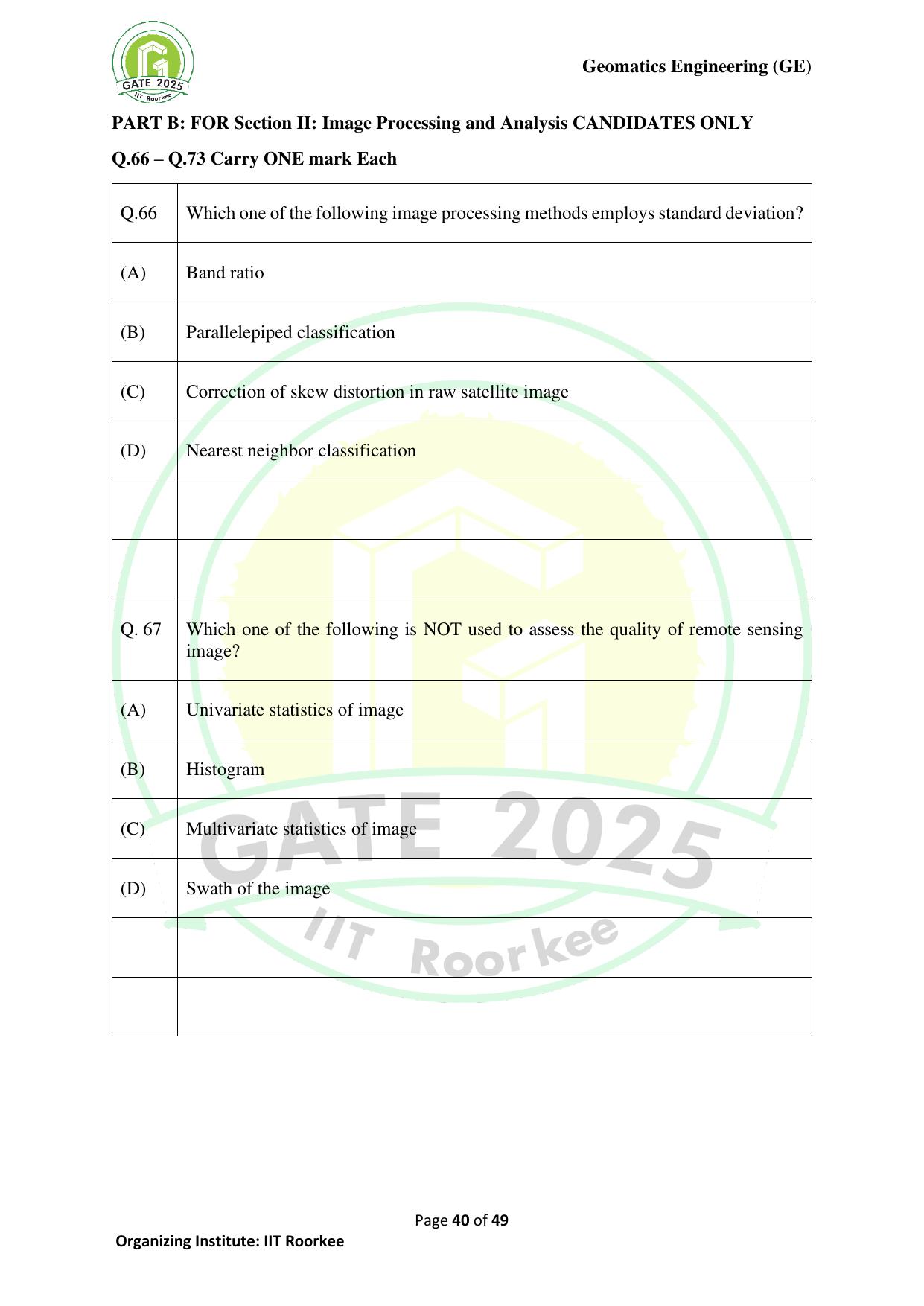 GATE 2025 Geomatics Engineering (GE) Question Paper - Page 40