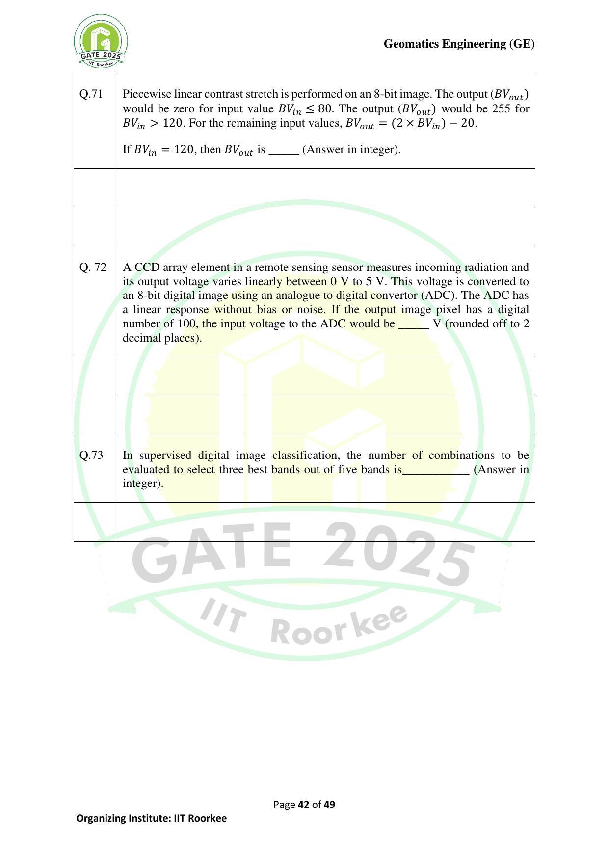 GATE 2025 Geomatics Engineering (GE) Question Paper - Page 42