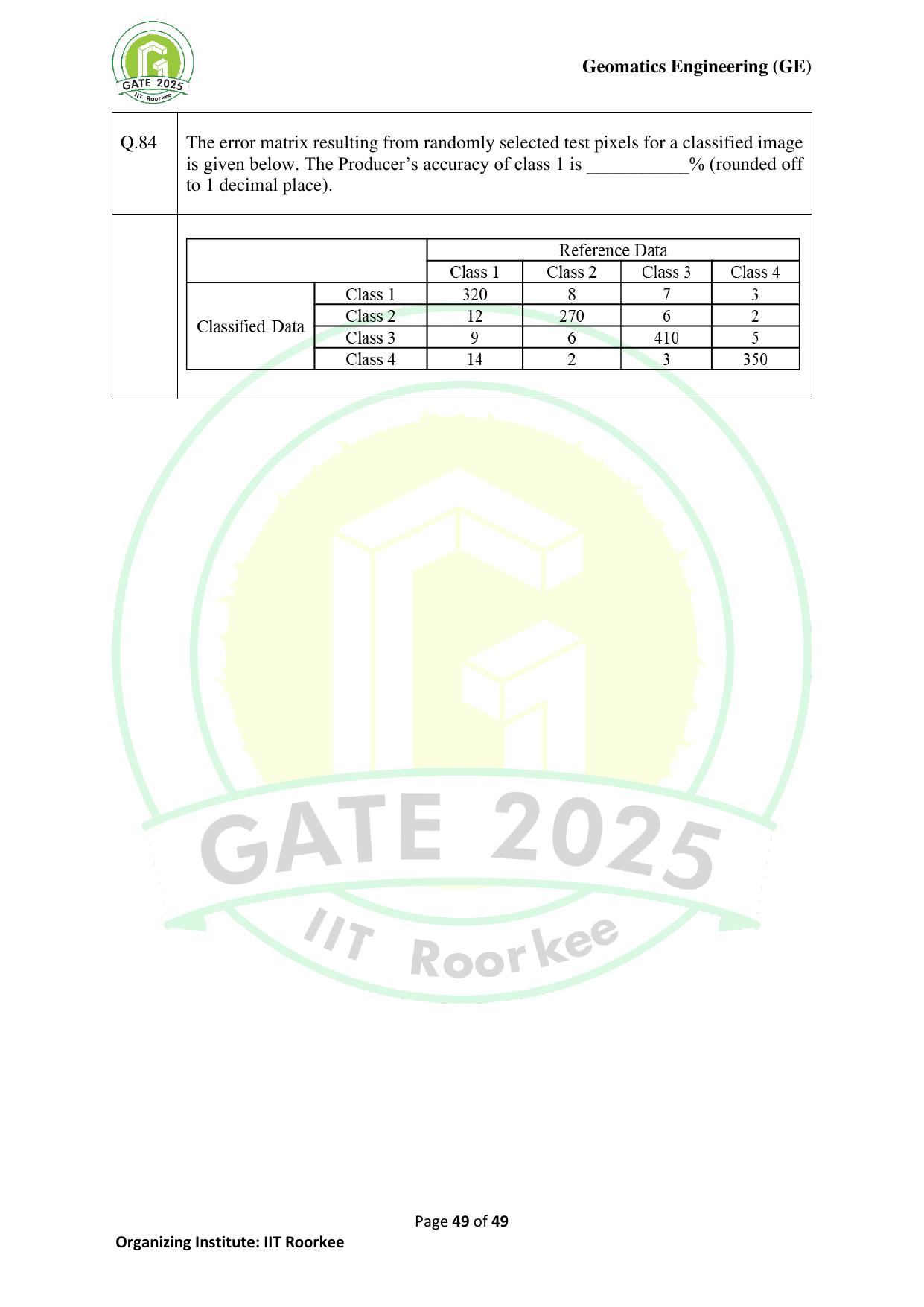 GATE 2025 Geomatics Engineering (GE) Question Paper - Page 49