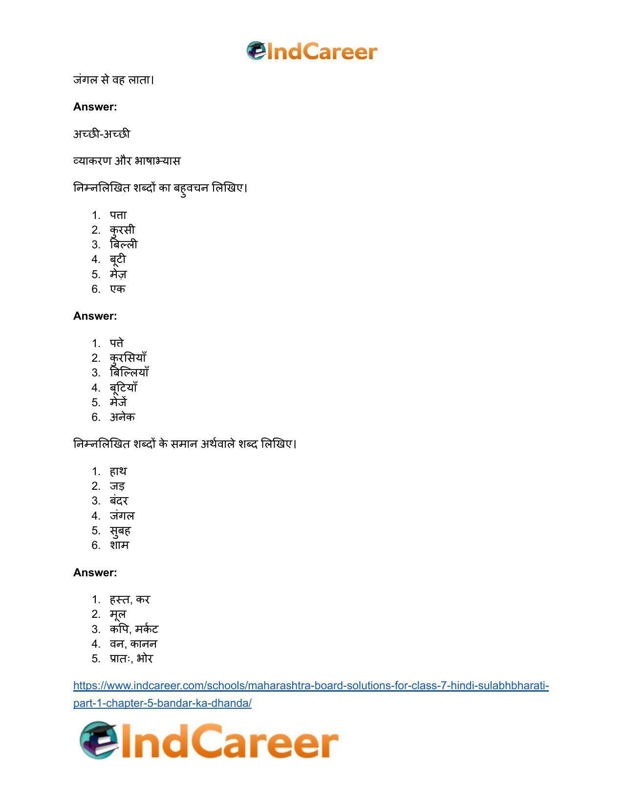 Maharashtra Board Solutions for Class 7- Hindi Sulabhbharati (Part 1): Chapter 5- बंदर का धंधा - Page 7
