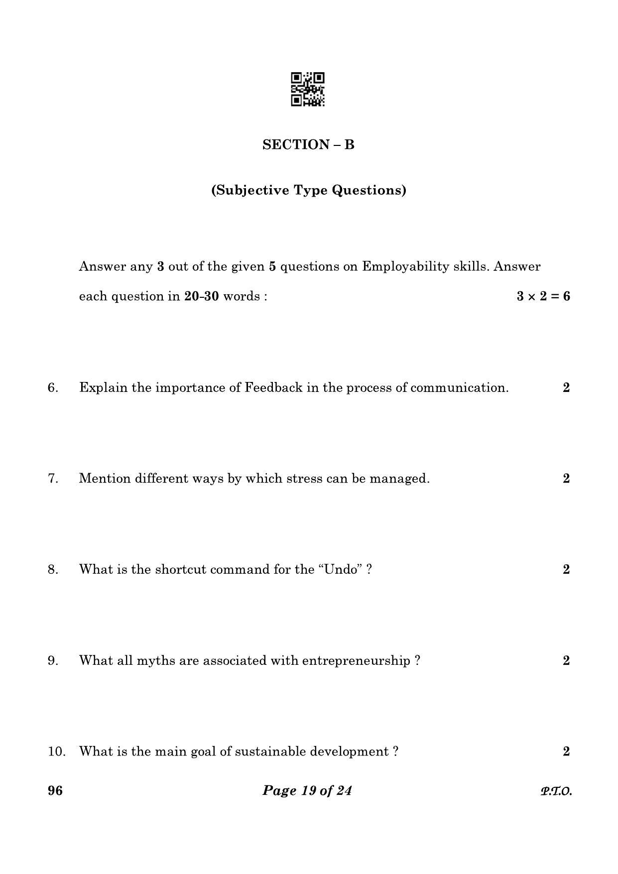 CBSE Class 10 96 Food Production 2023 Question Paper - Page 19