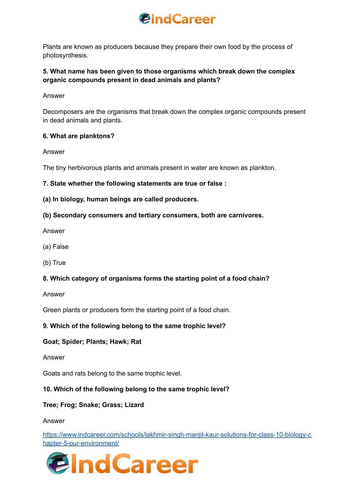 Lakhmir Singh Manjit Kaur Solutions for Class 10 Biology: Chapter 5- Our Environment - Page 3