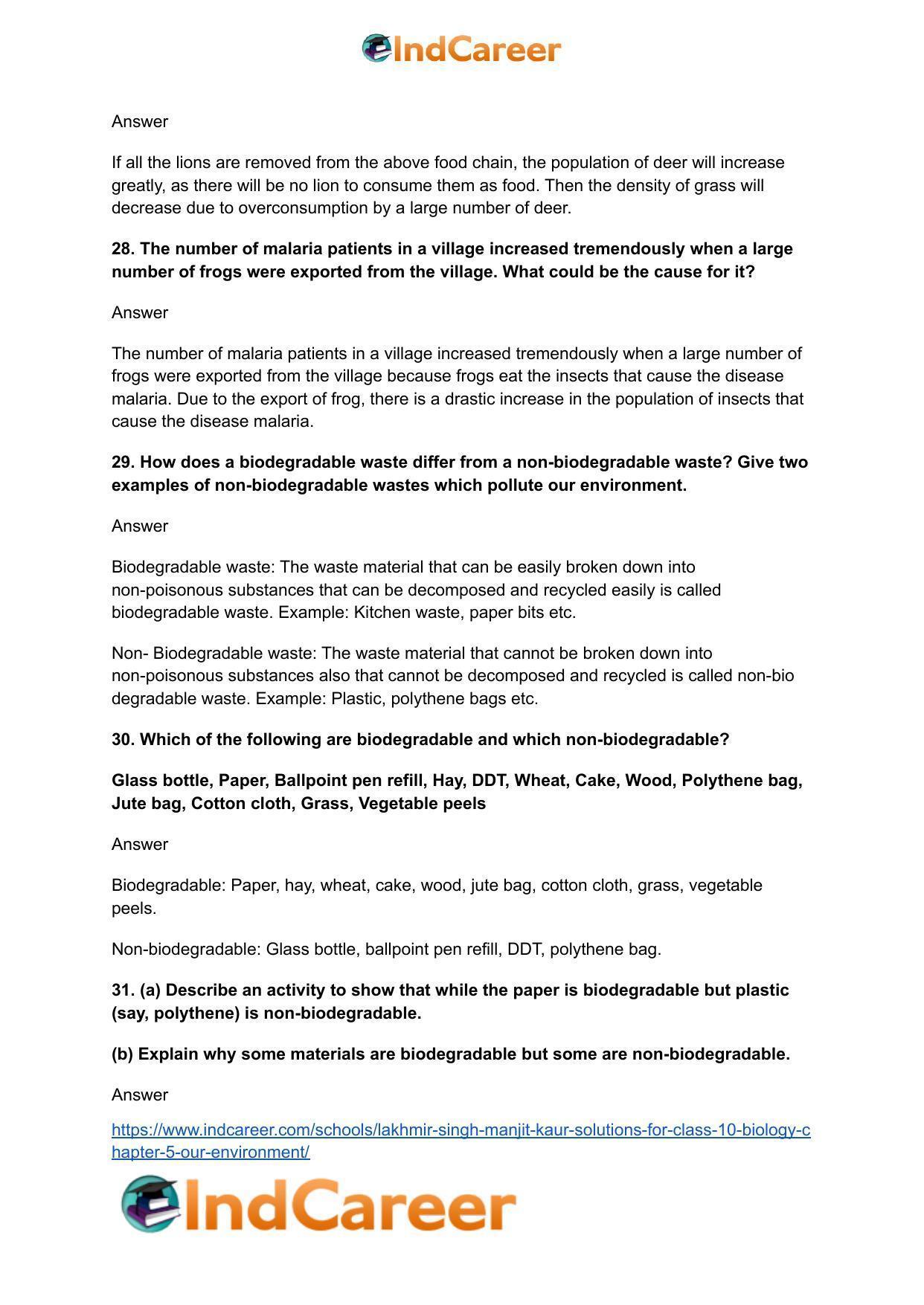 Lakhmir Singh Manjit Kaur Solutions for Class 10 Biology: Chapter 5- Our Environment - Page 8