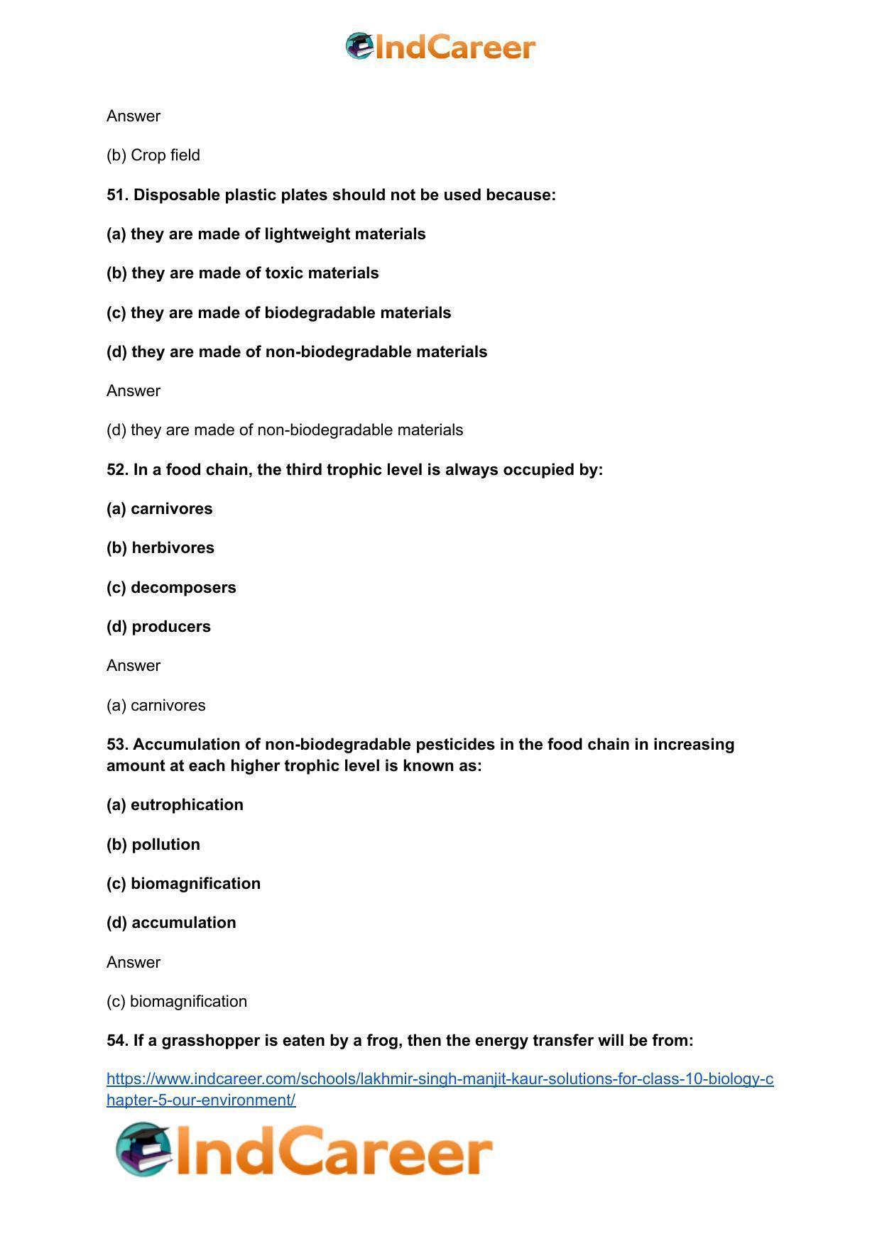 Lakhmir Singh Manjit Kaur Solutions for Class 10 Biology: Chapter 5- Our Environment - Page 16