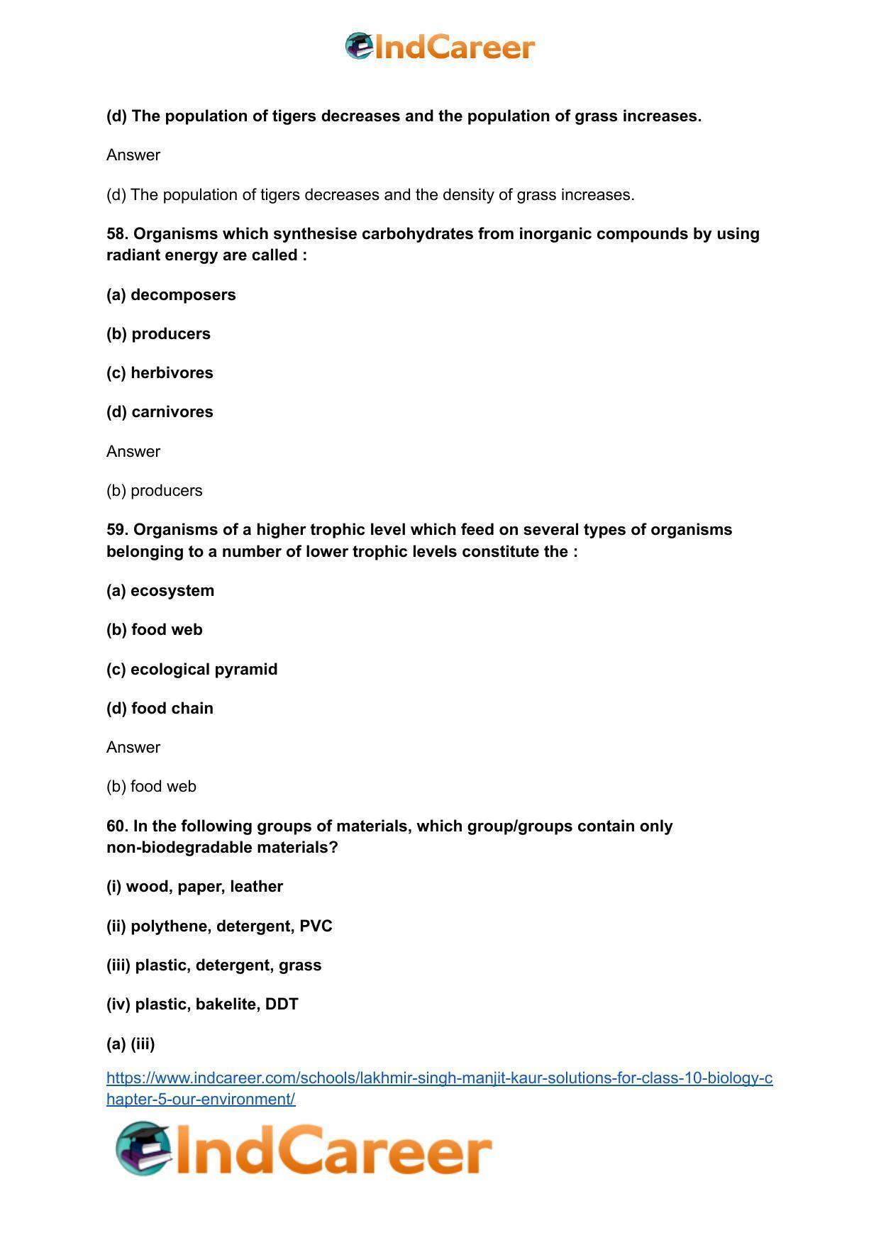 Lakhmir Singh Manjit Kaur Solutions for Class 10 Biology: Chapter 5- Our Environment - Page 18