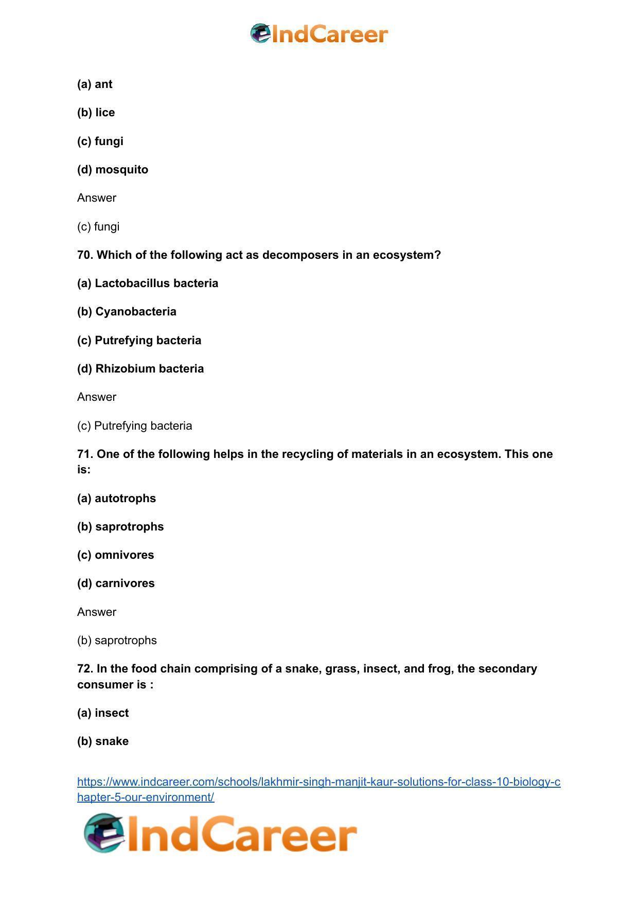 Lakhmir Singh Manjit Kaur Solutions for Class 10 Biology: Chapter 5- Our Environment - Page 22