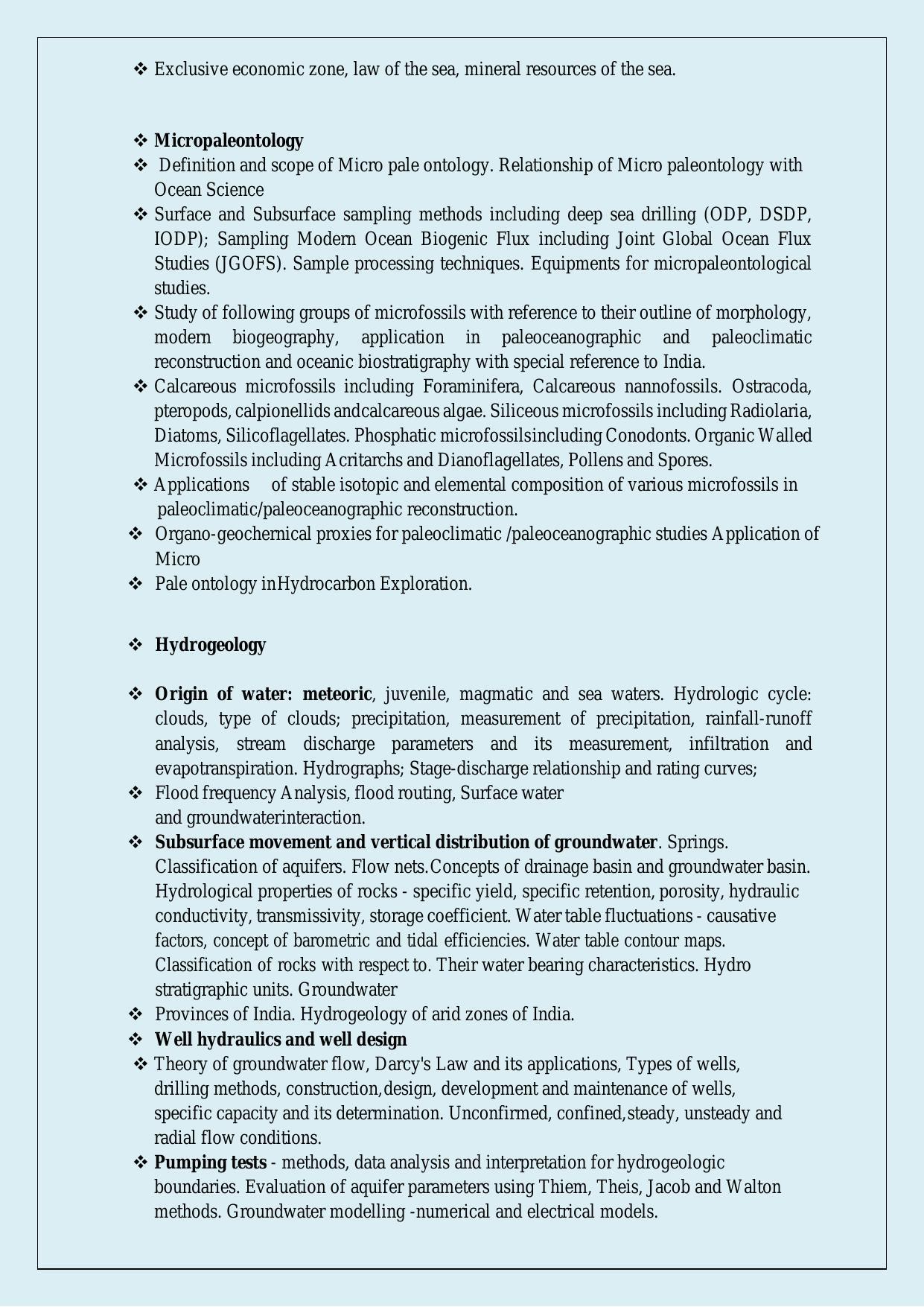 NTA PhD Entrance Exam Geology Syllabus - Page 5