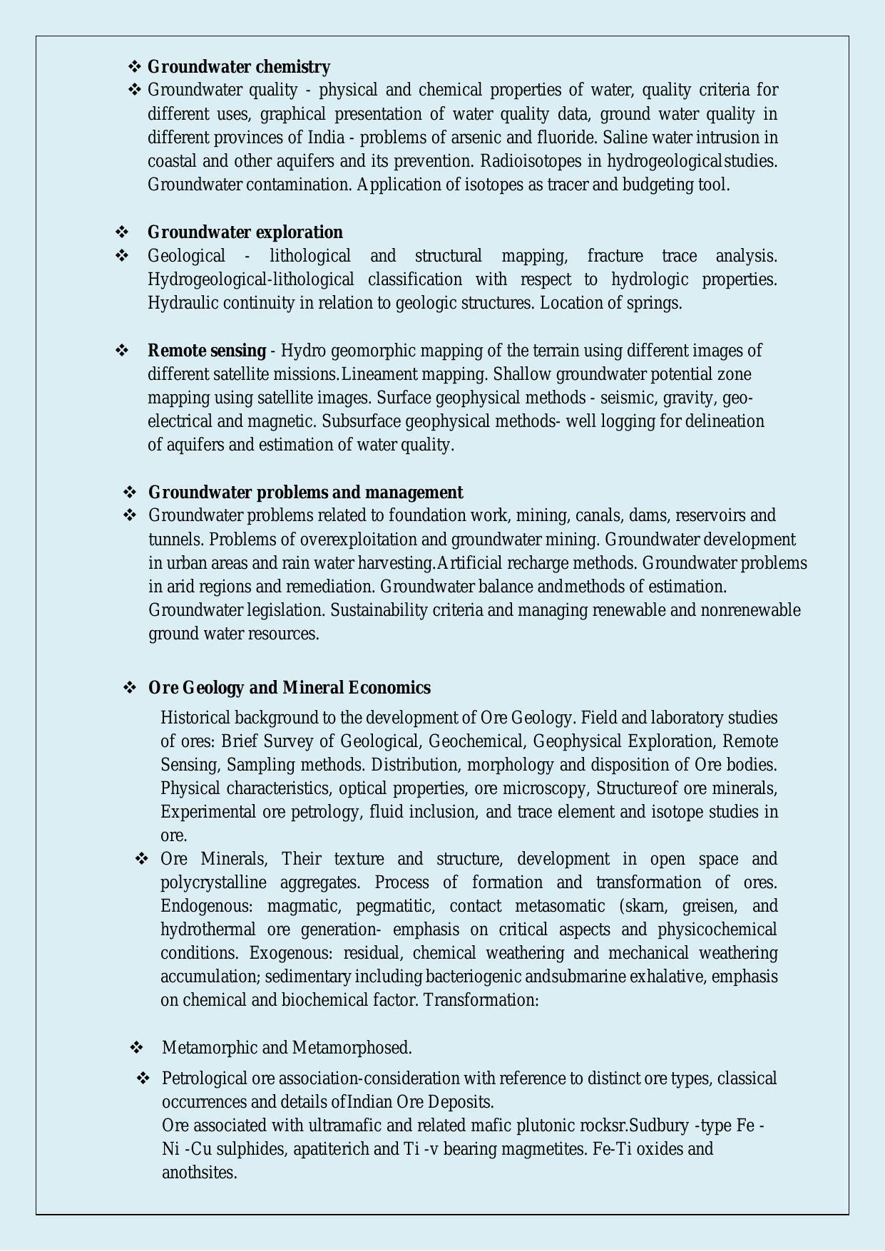 NTA PhD Entrance Exam Geology Syllabus - Page 6