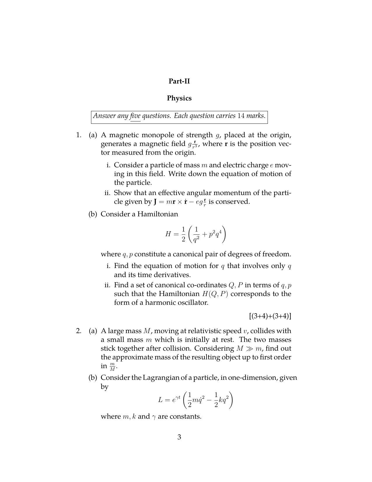 ISI Admission Test JRF in Physics and Applied Mathematics PHB 2020 Sample Paper - Page 2