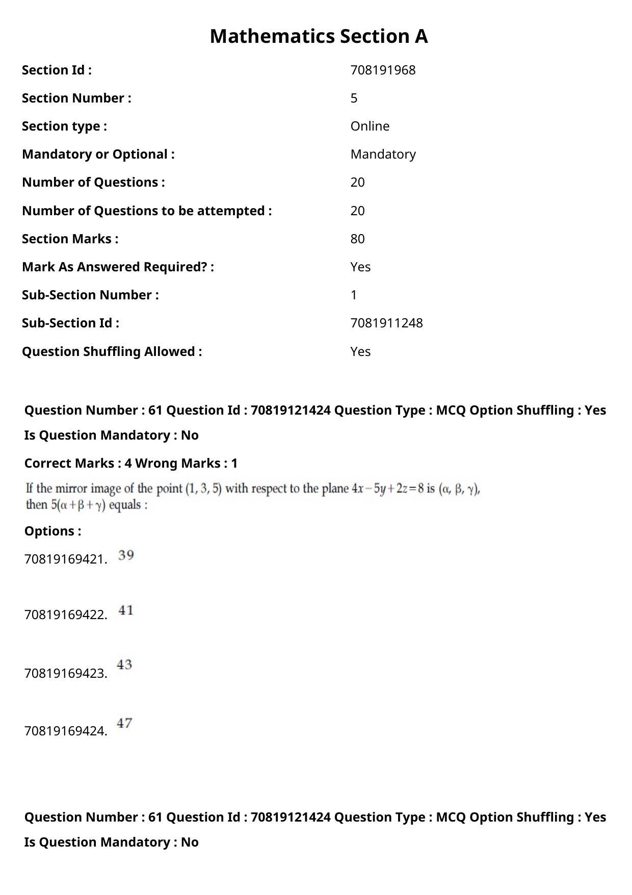 JEE Mains 2021: BTech Bengali (Shift 2) 26-02-2021 Question Paper - Page 72