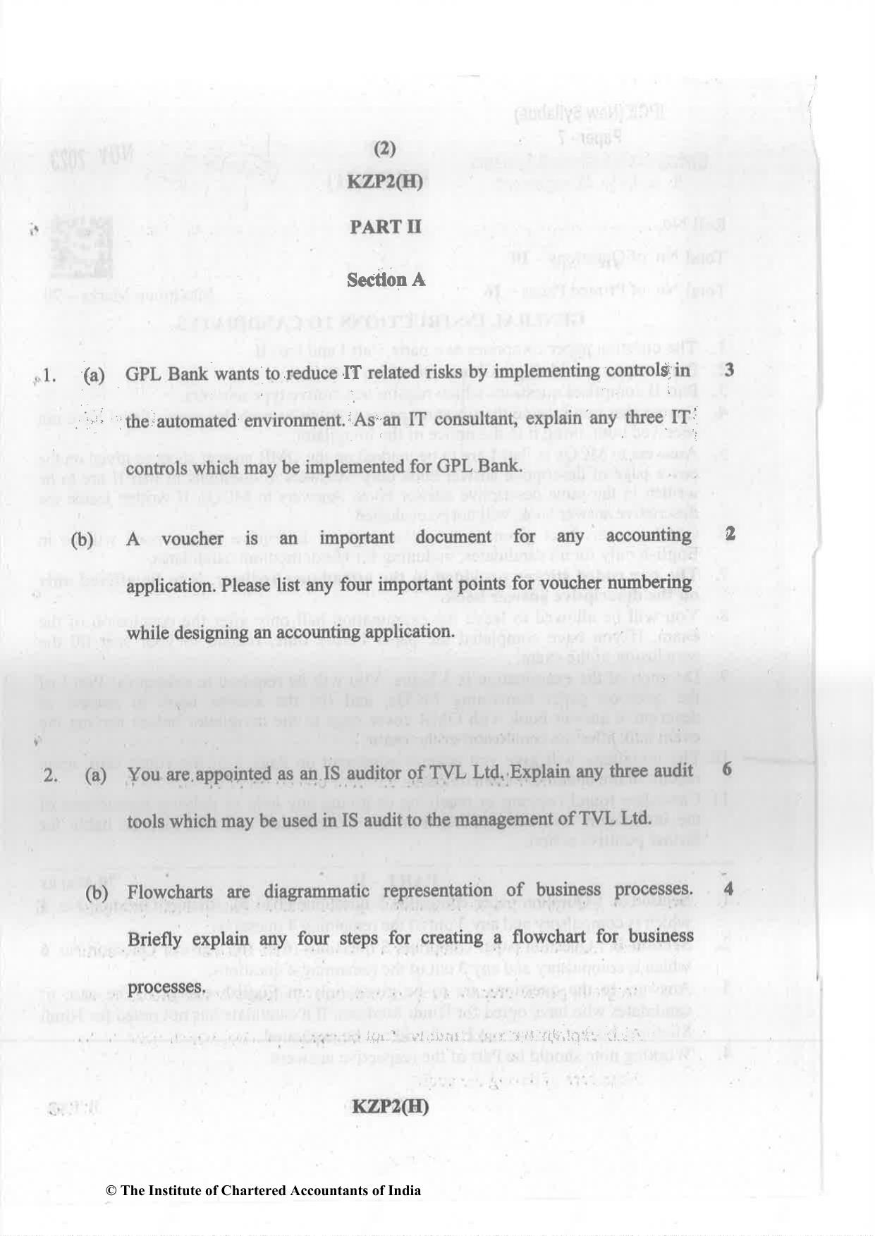 CA Inter Nov 2023 Question Paper - Paper 7 – Enterprise Information Systems & Strategic Management - Page 2