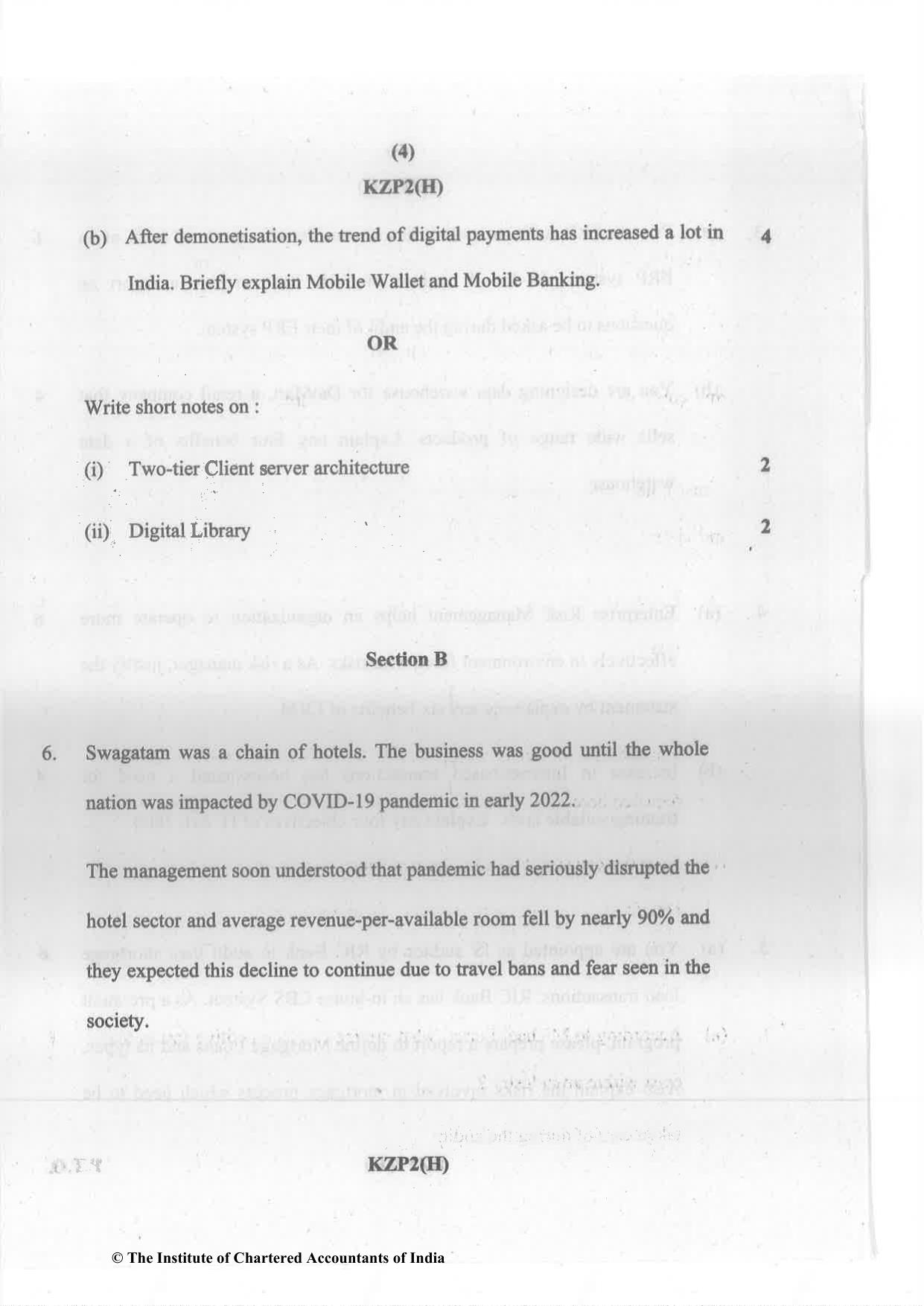 CA Inter Nov 2023 Question Paper - Paper 7 – Enterprise Information Systems & Strategic Management - Page 4