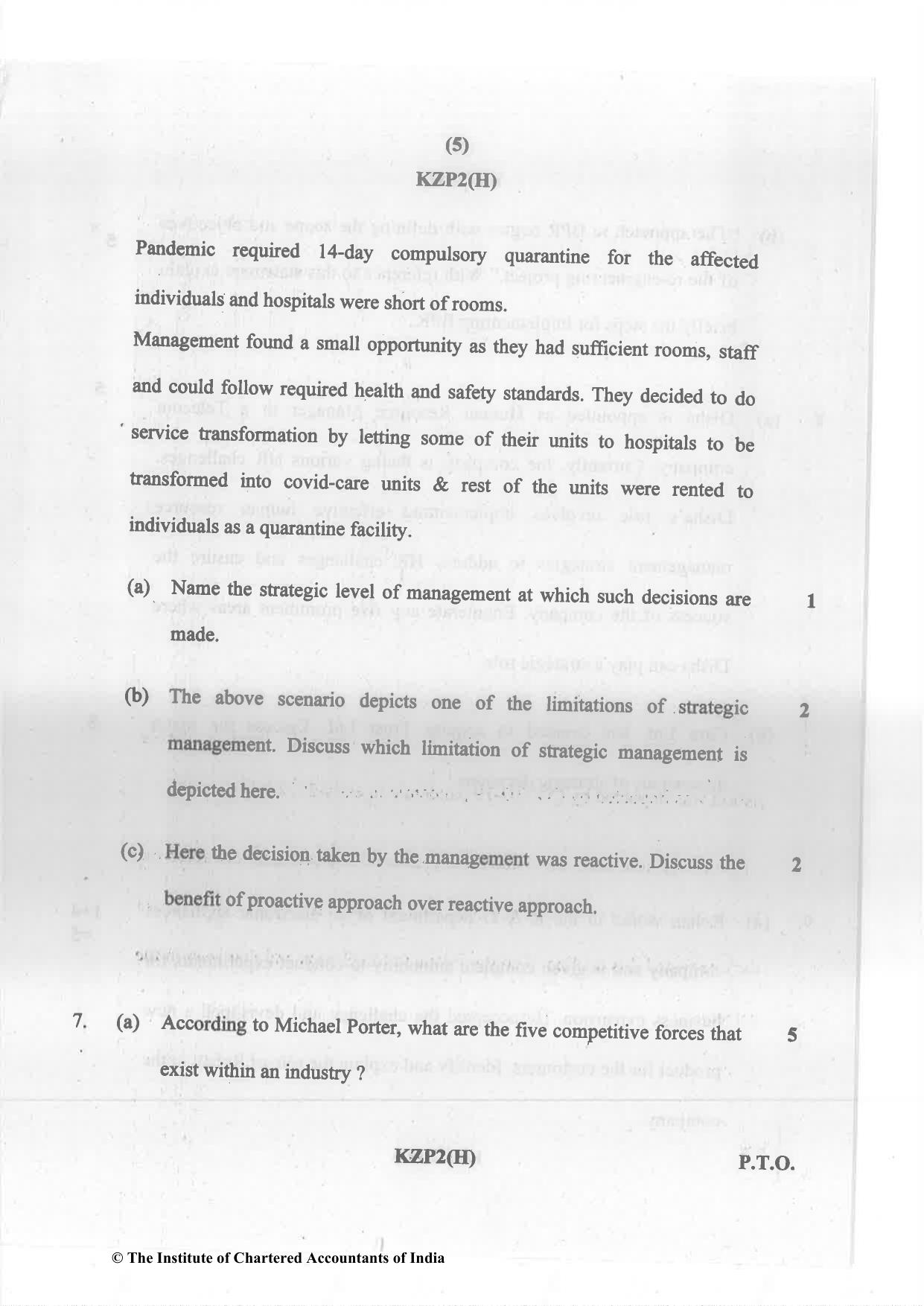 CA Inter Nov 2023 Question Paper - Paper 7 – Enterprise Information Systems & Strategic Management - Page 5