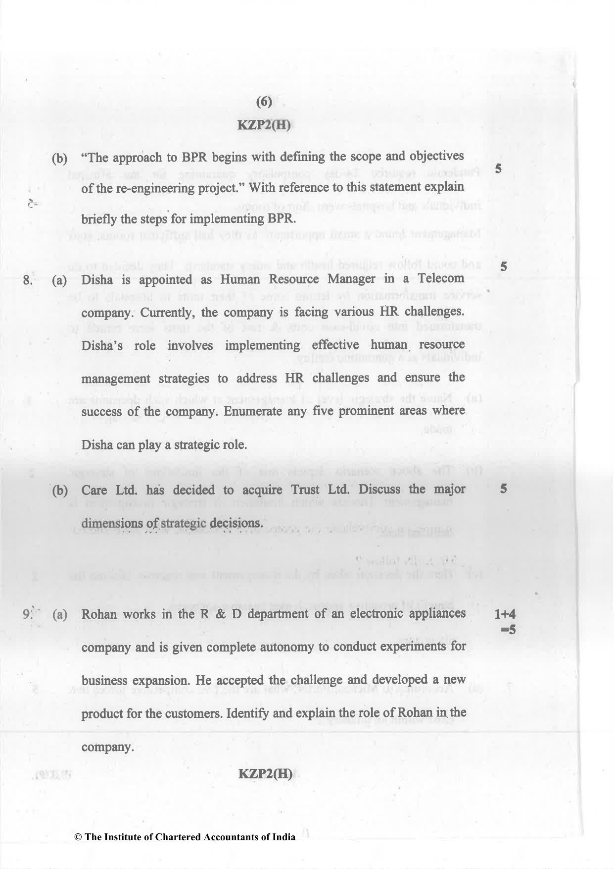 CA Inter Nov 2023 Question Paper - Paper 7 – Enterprise Information Systems & Strategic Management - Page 6