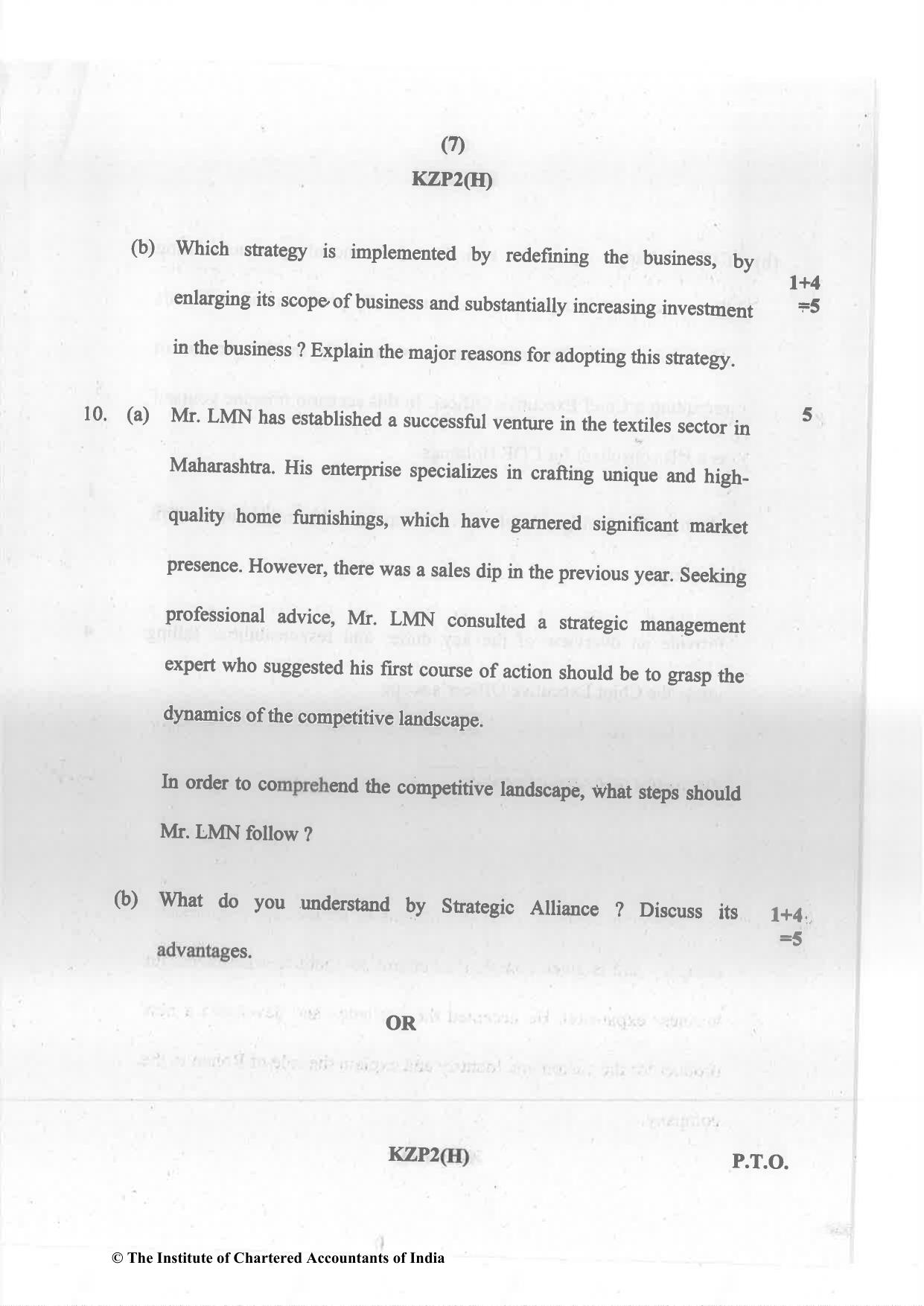 CA Inter Nov 2023 Question Paper - Paper 7 – Enterprise Information Systems & Strategic Management - Page 7