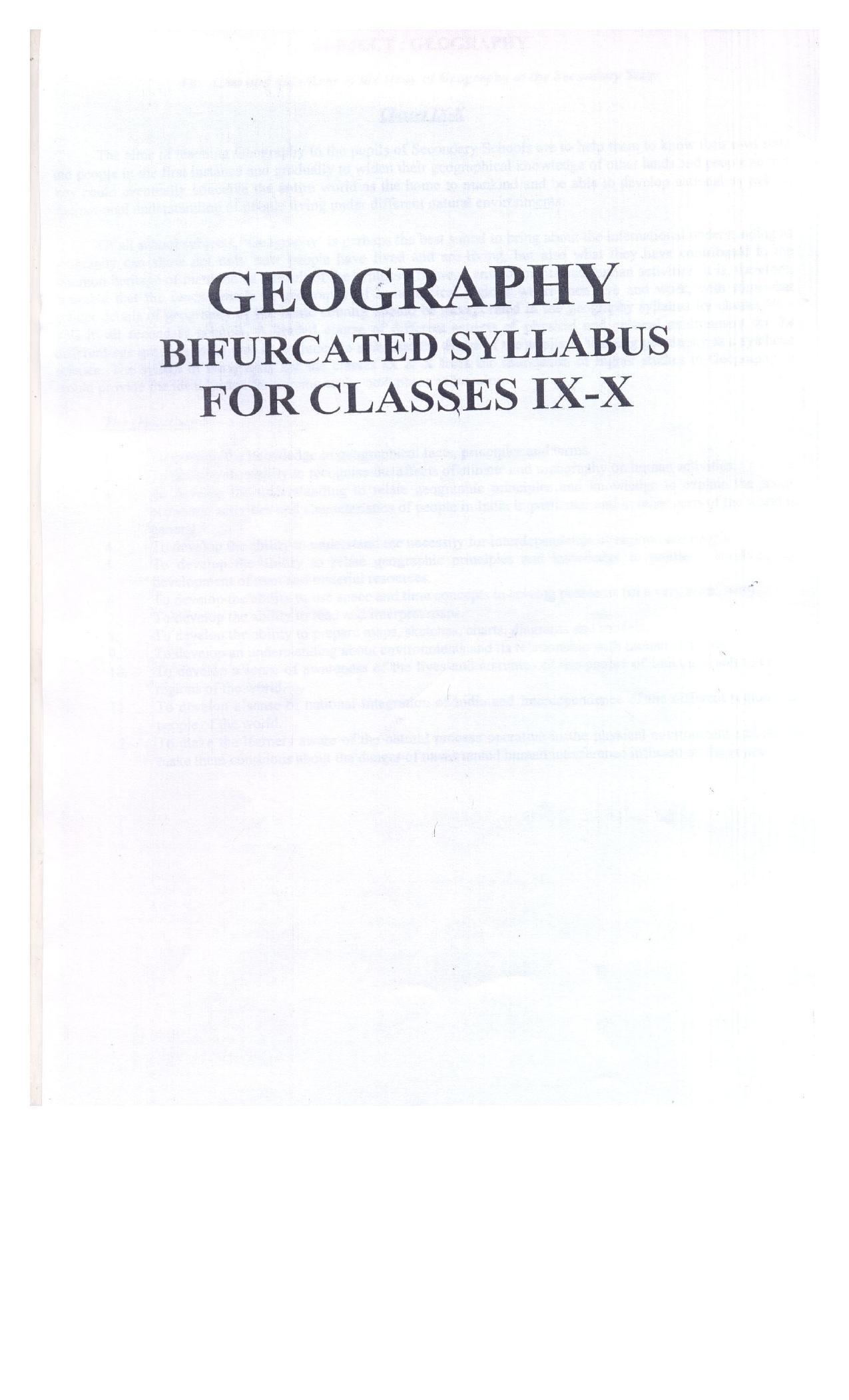 WBBSE Class 10th  Syllabus [Geography] - Page 1