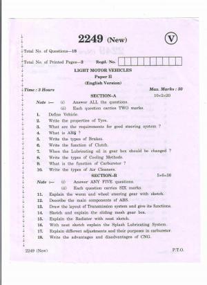 AP Inter 2nd Year Vocational Question Paper March - 2020 - Light Motor Vehicles- II (new)