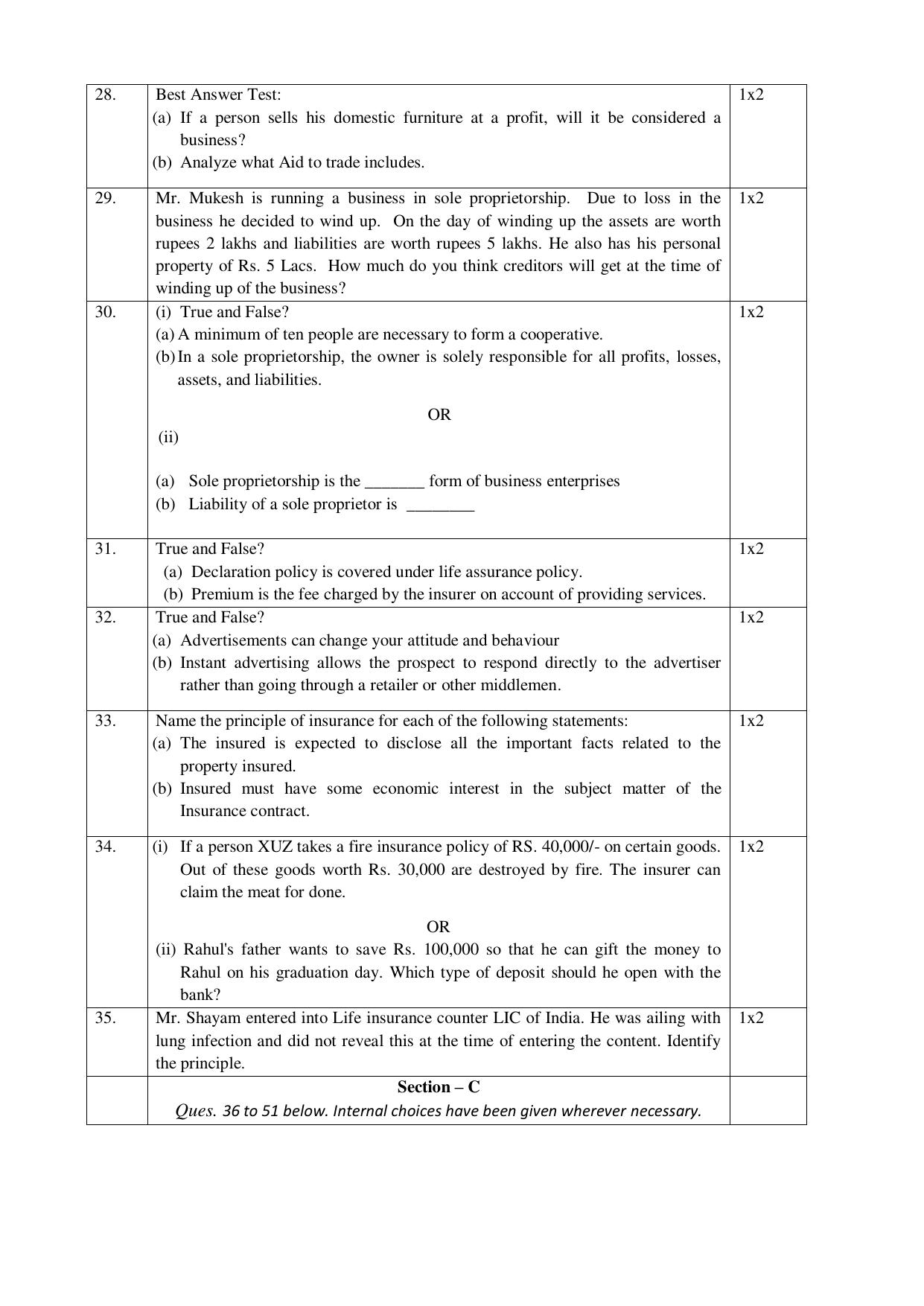 NIOS Class 10 Business Studies (215) Sample Paper - Page 7
