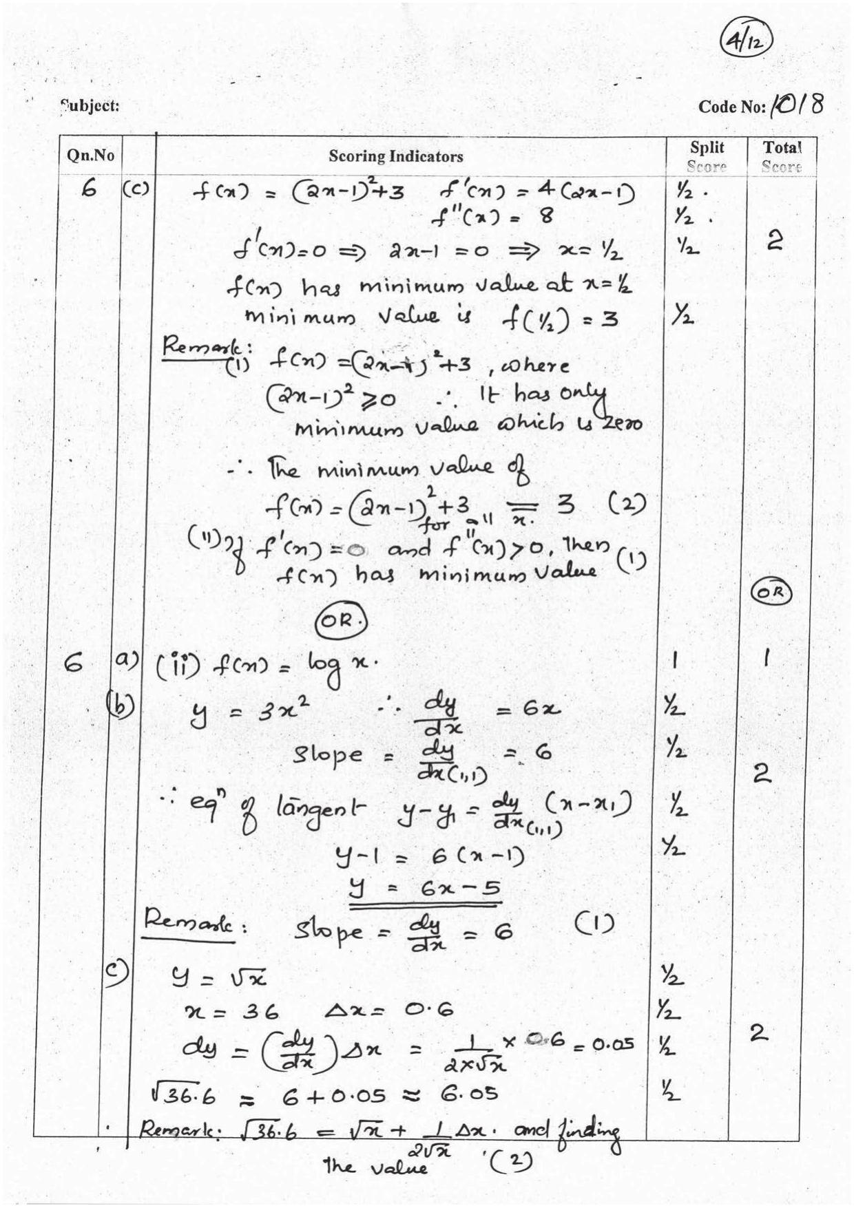 Kerala Plus Two 2016 Maths (Science) Answer Key - Page 4