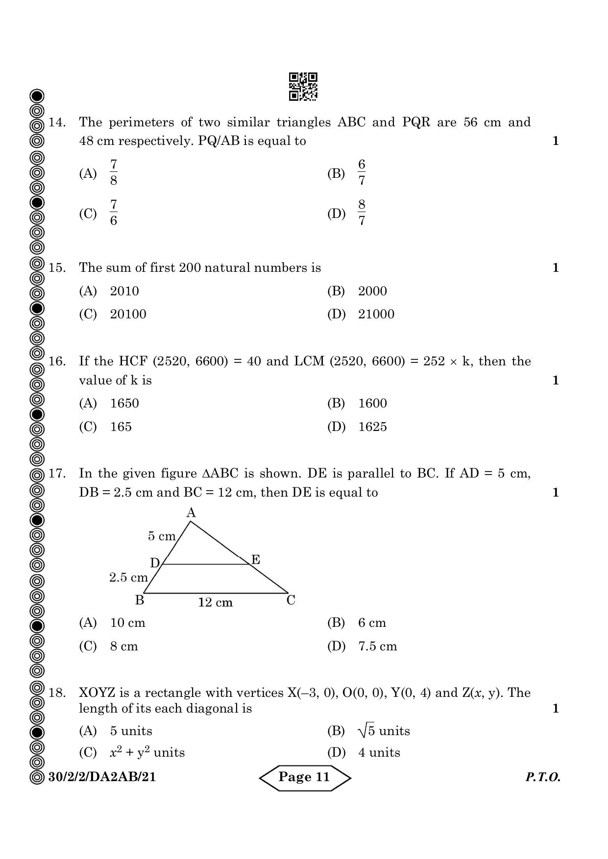 CBSE Class 10 30-2-2 Mathematics Standard 2024 Question Paper - Page 11