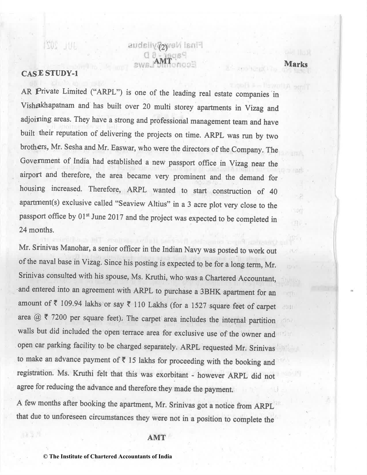 CA Final Jul 2021 Question Paper - Paper 6D – Economic Laws - Page 2
