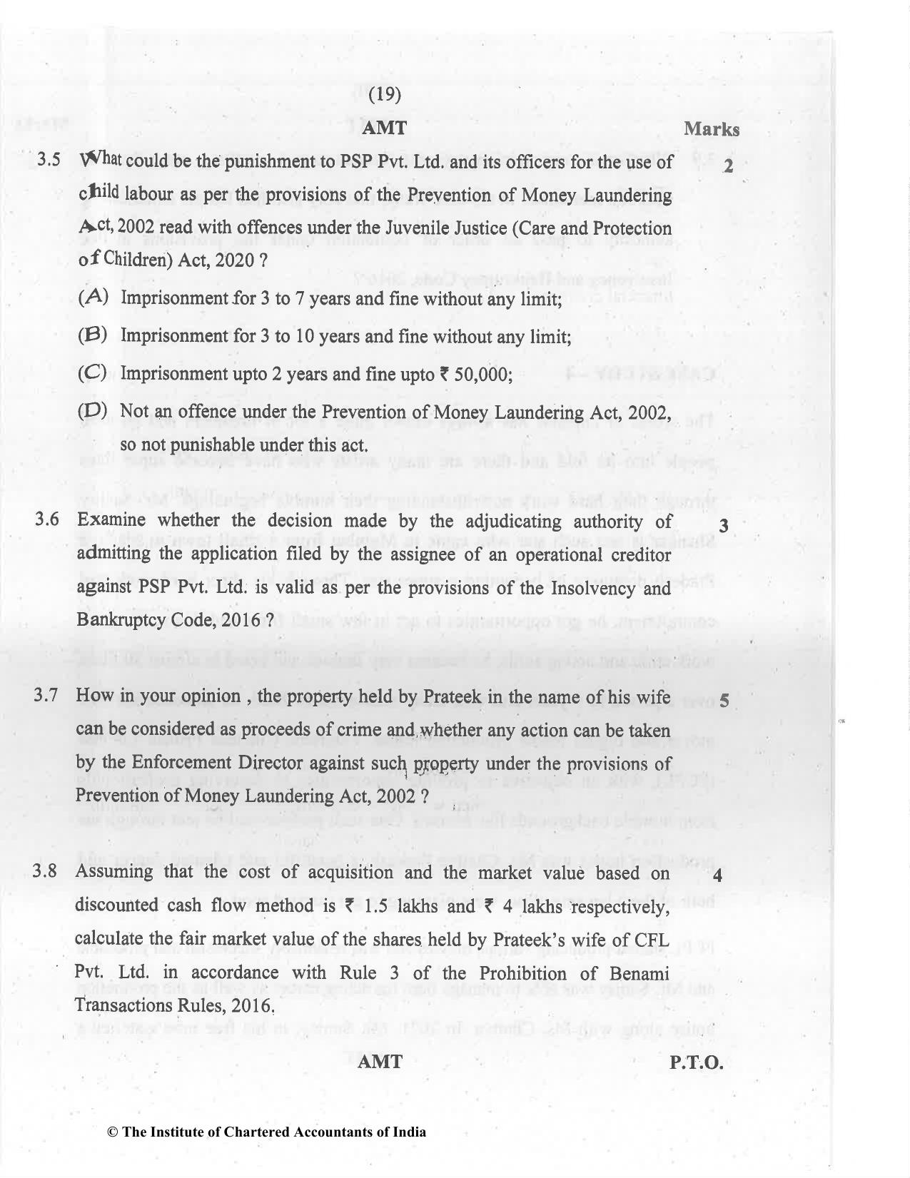 CA Final Jul 2021 Question Paper - Paper 6D – Economic Laws - Page 19