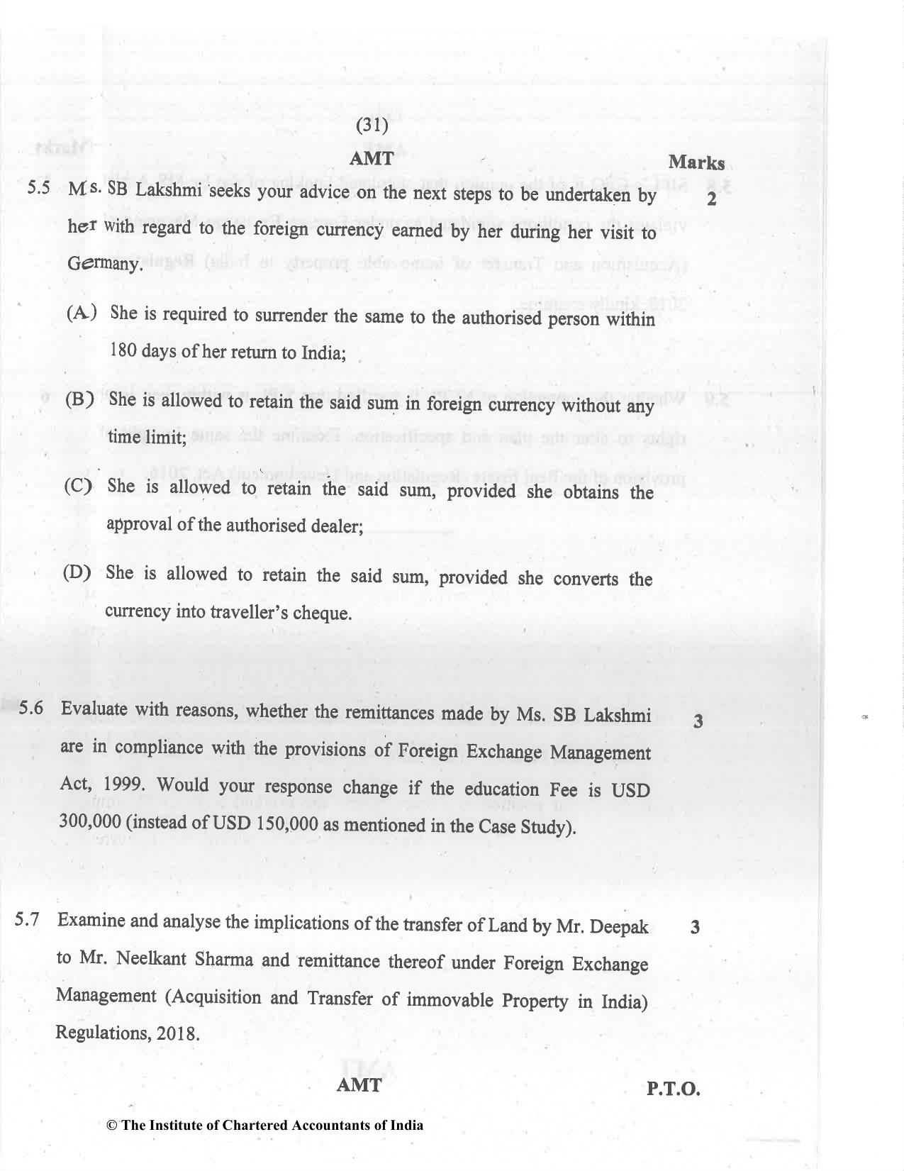CA Final Jul 2021 Question Paper - Paper 6D – Economic Laws - Page 31