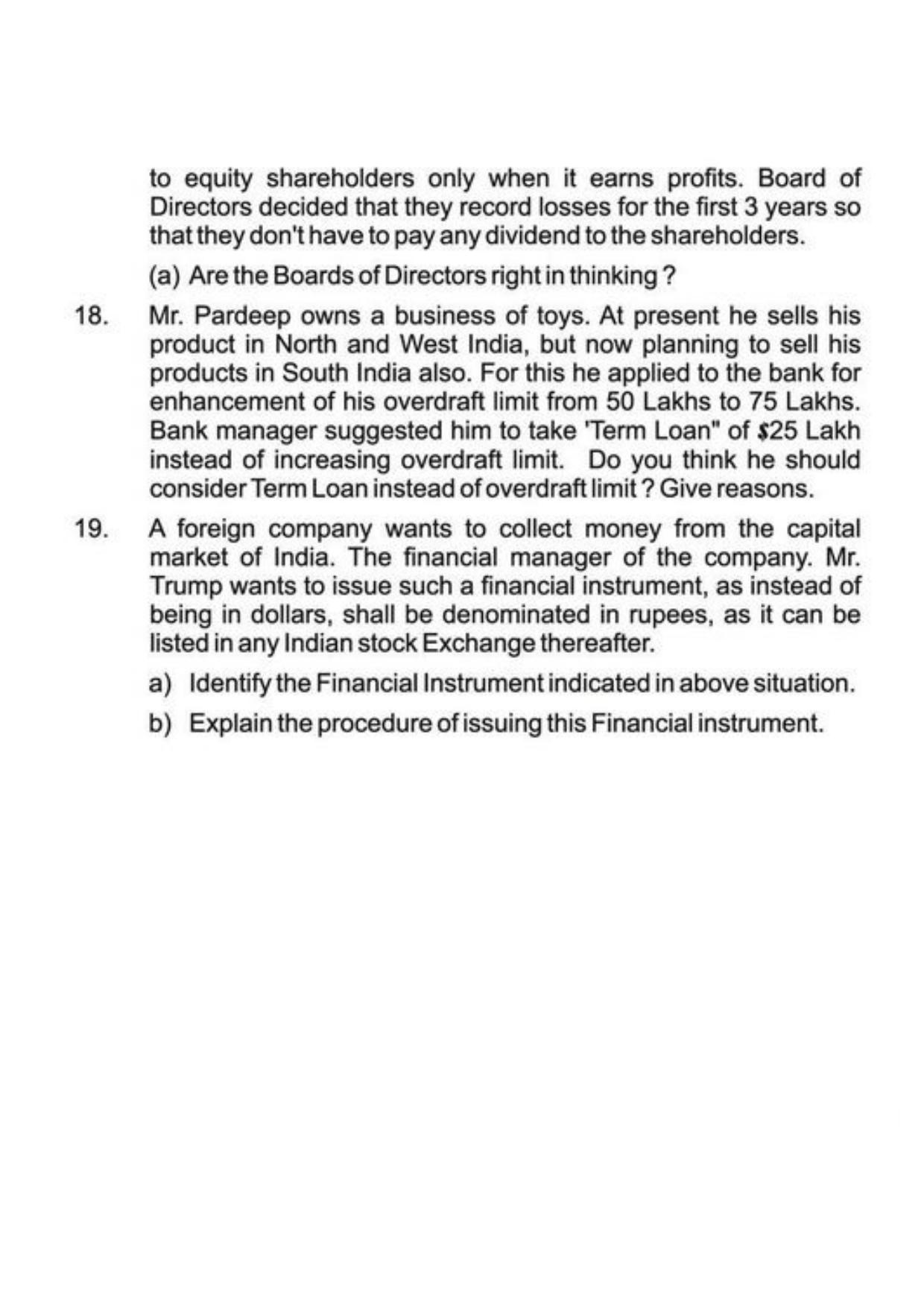 Class 11 Notes, Question & Practice Paper - Business Studies (Topic 7 : Sources Of Business Finance) - Page 18